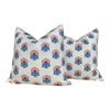 Designer Milford Pillow Red Blue. Floral Pillow Cover //  Red Lumbar Pillow //  Euro Sham Pillow 26
