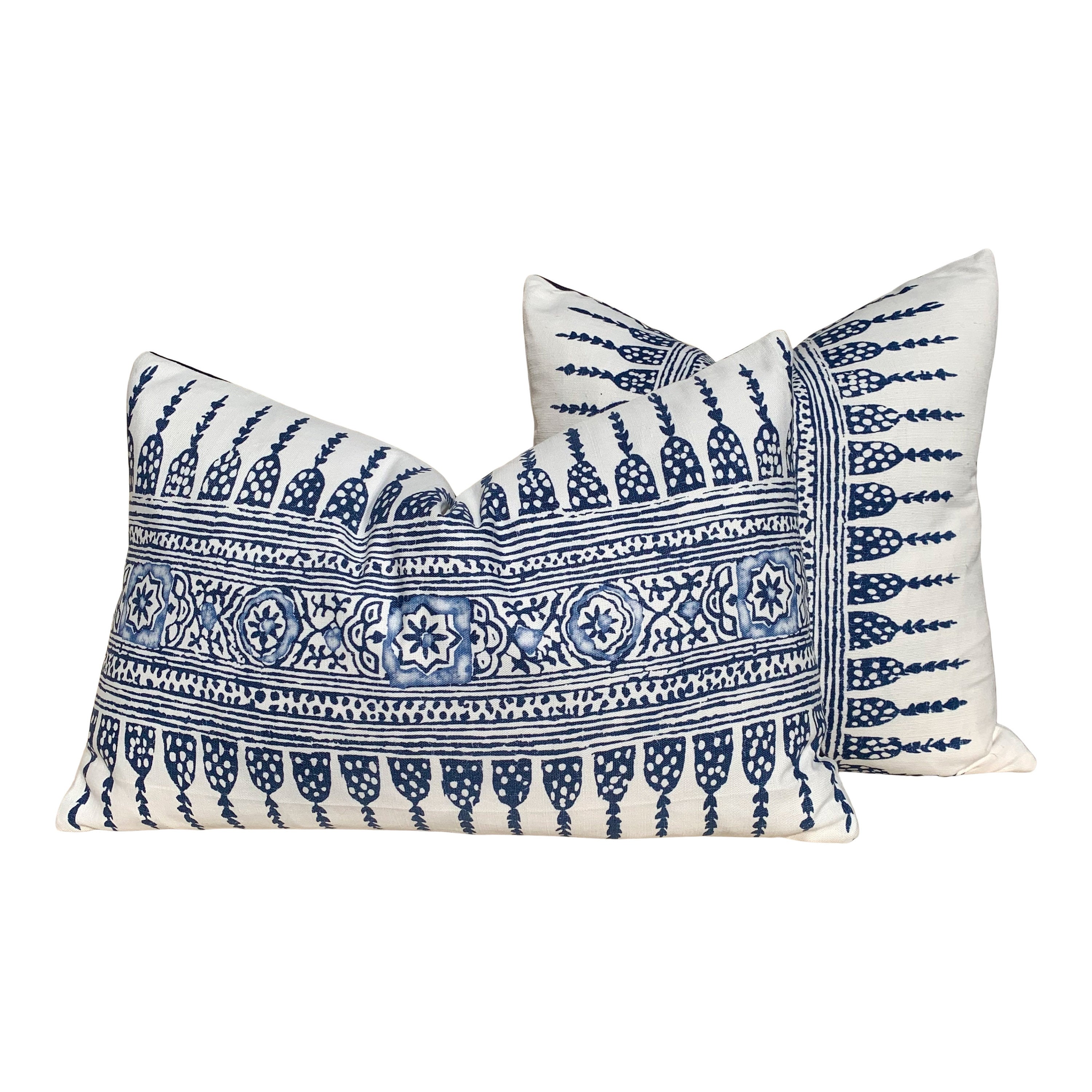 Thibaut Javanese Stripe Pillow in Blue and White. Lumbar Decorative Pillow. Accent Throw pillow, Designer pillows, high end cushion