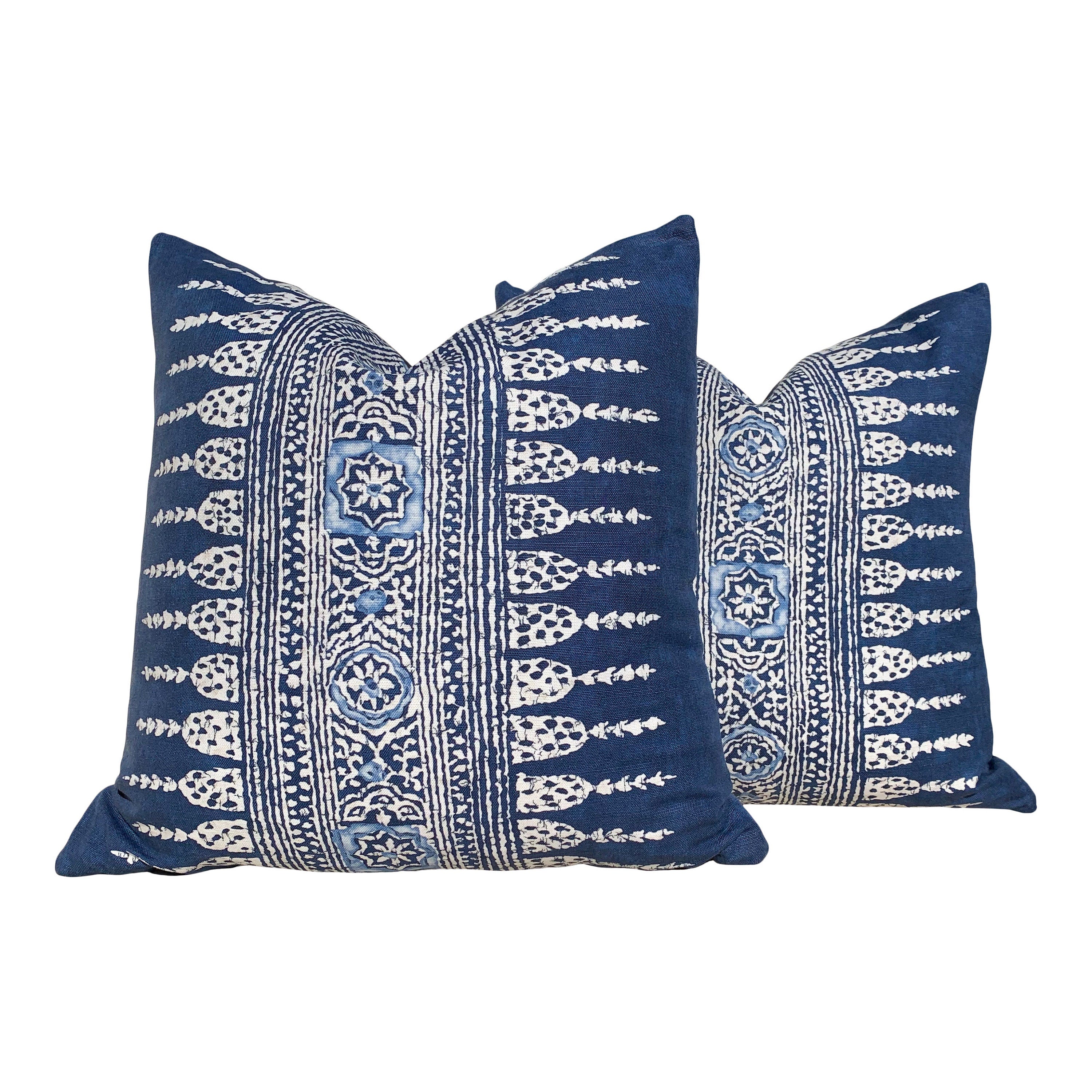 Thibaut Javanese Stripe Pillow in Navy Blue  and White. Lumbar Decorative Pillow. Accent Throw pillow, Designer pillows, high end cushion