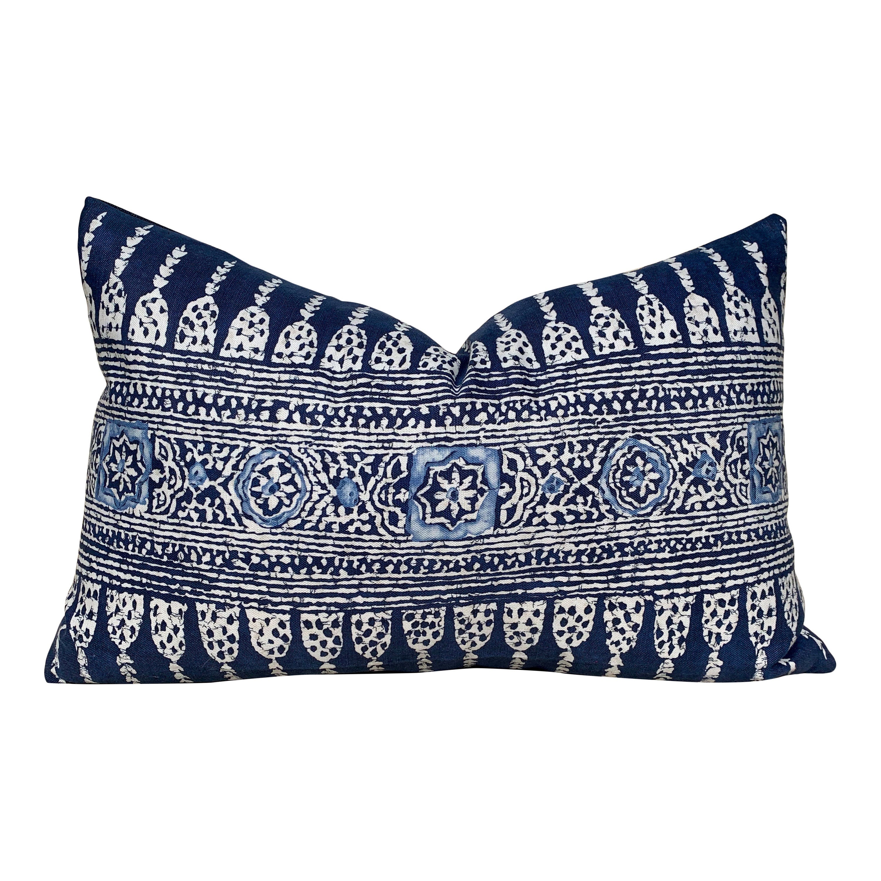 Thibaut Javanese Stripe Pillow in Navy Blue  and White. Lumbar Decorative Pillow. Accent Throw pillow, Designer pillows, high end cushion