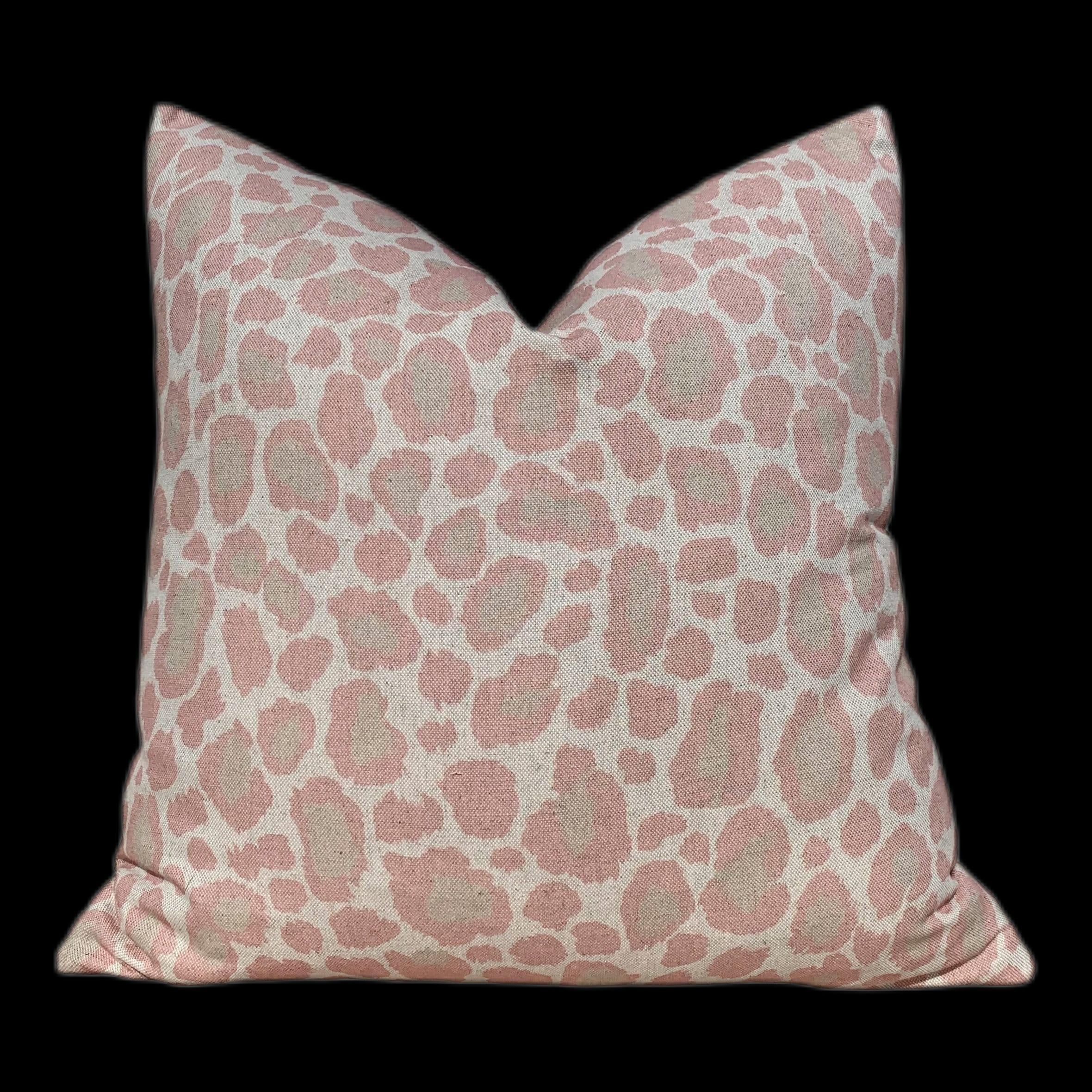 Designer African Leopard Pillow Blush. Animal Skin Pillow // Cheetah Pillow Cover // Long Lumbar Pillow // Euro Sham 26"X26"