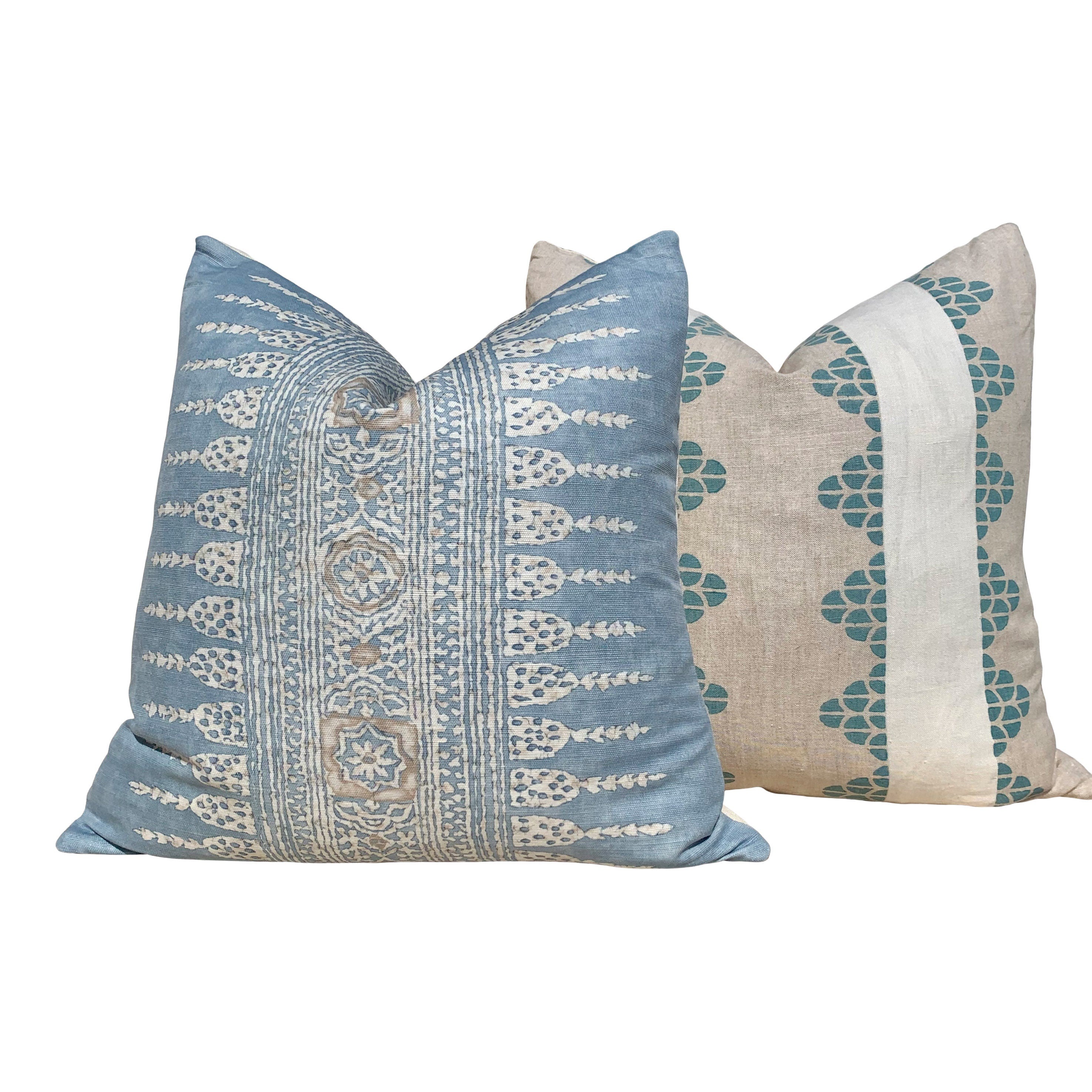 Thibaut Dhara Stripe Pillow in Aqua. Lumbar Striped Spa Pillow Cover, Sea Foam Toss Throw, Euro Sham 18x18 20x20 22x22 24x24 for Sofa Couch