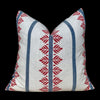 Load image into Gallery viewer, Designer Fern Stripe Pillow in Blue and Red. Accent Stripe Pillow, Decorative Pillow Cover, Designer Throw Pillow, Designer Lumbar Pillow
