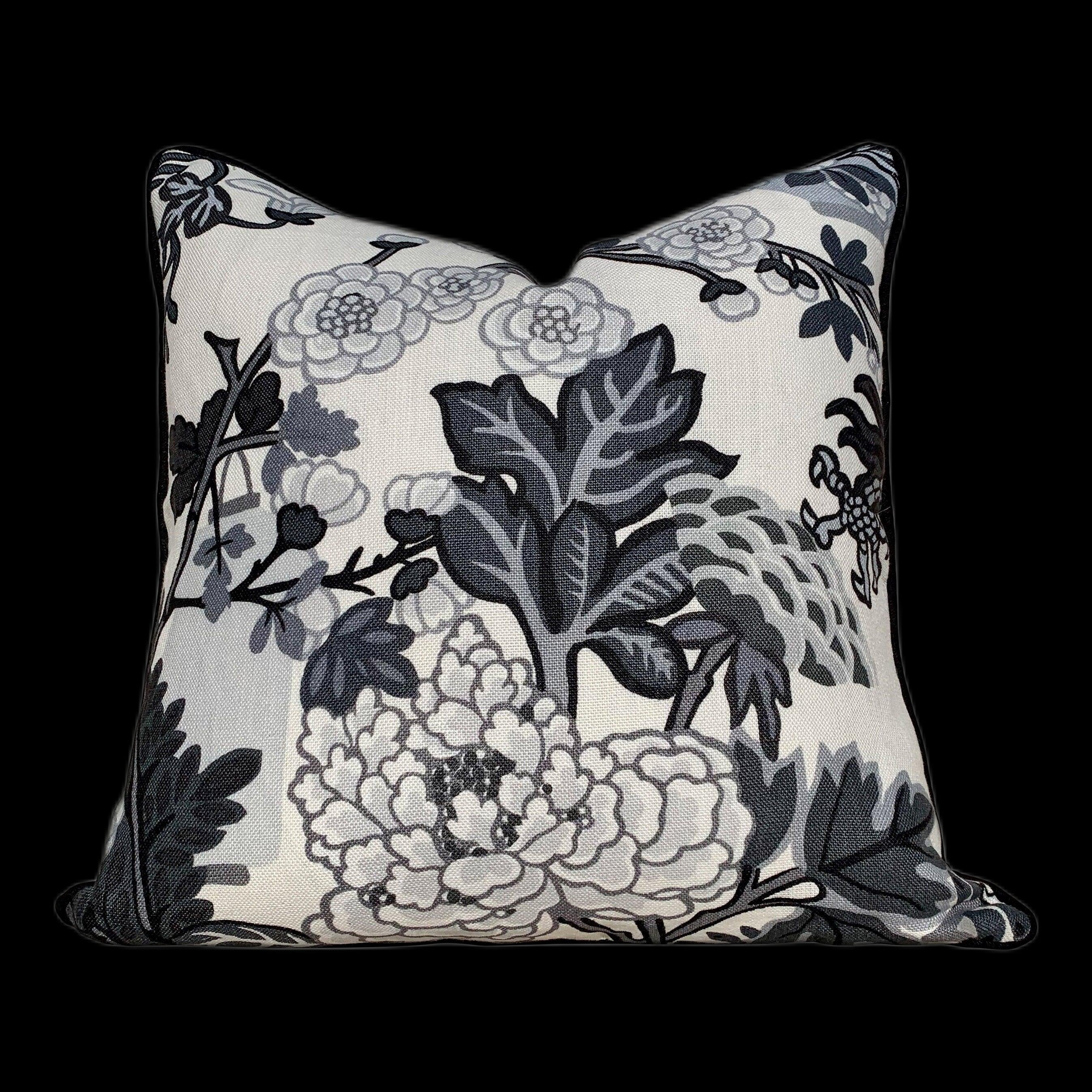 Chiang Mai Dragon Linen Accent Pillow in Smoke. Lumbar Dragon Cushion Cover. Schumacher Decorative Pillow, accent cushion cover