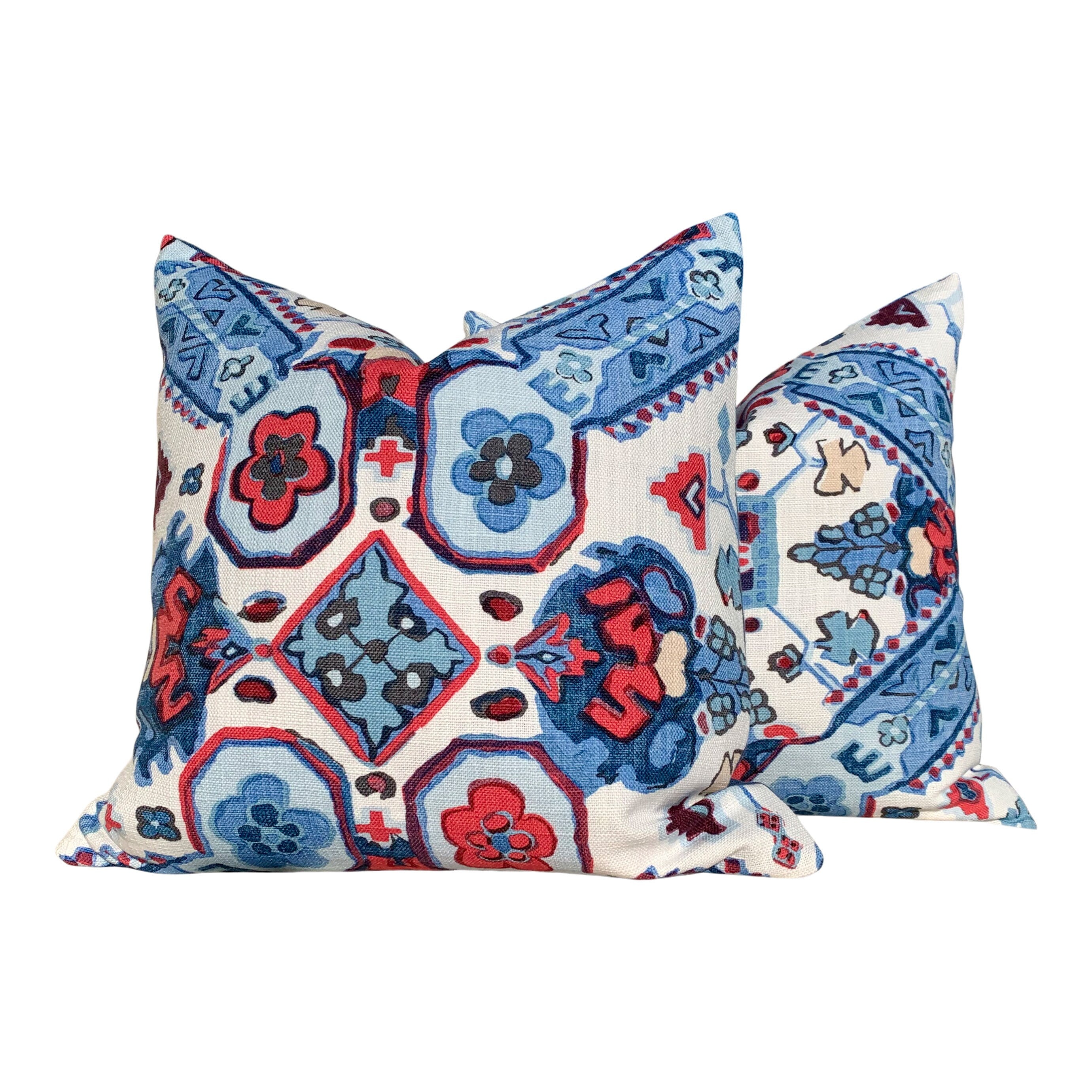 Thibaut Persian Caret Pillow in Blue and Red. Lumbar Pillow// Designer Pillow// Decorative Pillow Cover// Throw Cushion Cover Accent Pillow