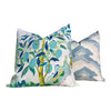 Load image into Gallery viewer, Thibaut Deco Mountain Linen Pillow in Spa Blue. Decorative Accent Pillow Cover, Geometric Lumbar Pillows in Spa Designer Throw Cushion Case