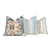 Schumacher Fern Pillow in Slumber Blue. Aqua Blue  Pillow // Striped Lumbar Pillow // Modern Blue Pillow // Throw Cushion