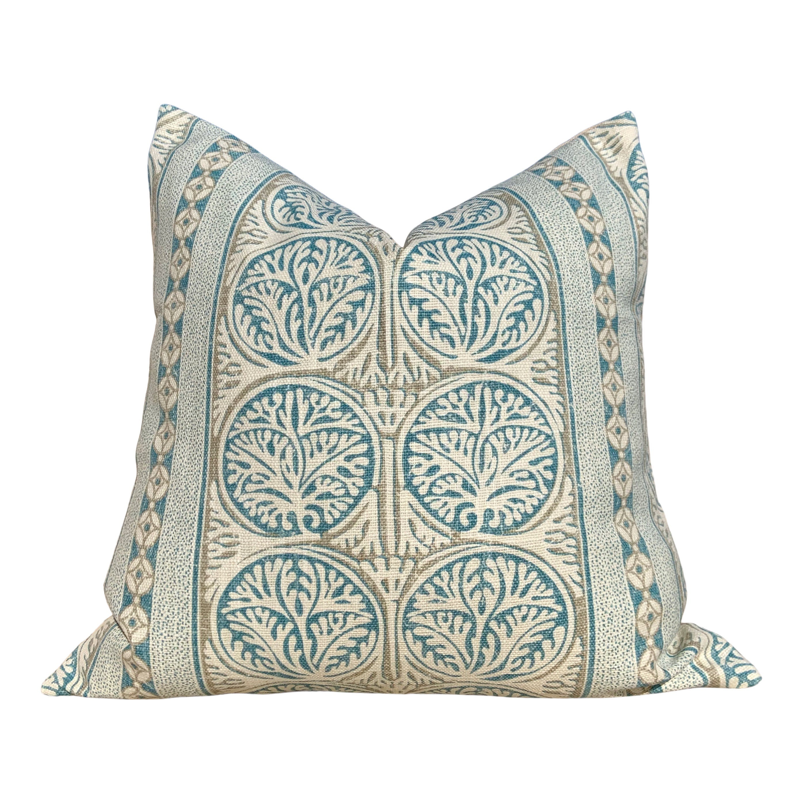 Thibaut Fair Isle Pillow in SPA Blue. Lumbar Striped  Pillow // Aqua Blue Pillow // Geometric Pillow