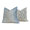 Load image into Gallery viewer, Designer Ming Trail Pillow Aqua Blue. Trellis Decorative Pillow, Velvet Lumbar Pillow, Icy Blue Long Lumbar Pillow, Euro Sham, Round Bolster