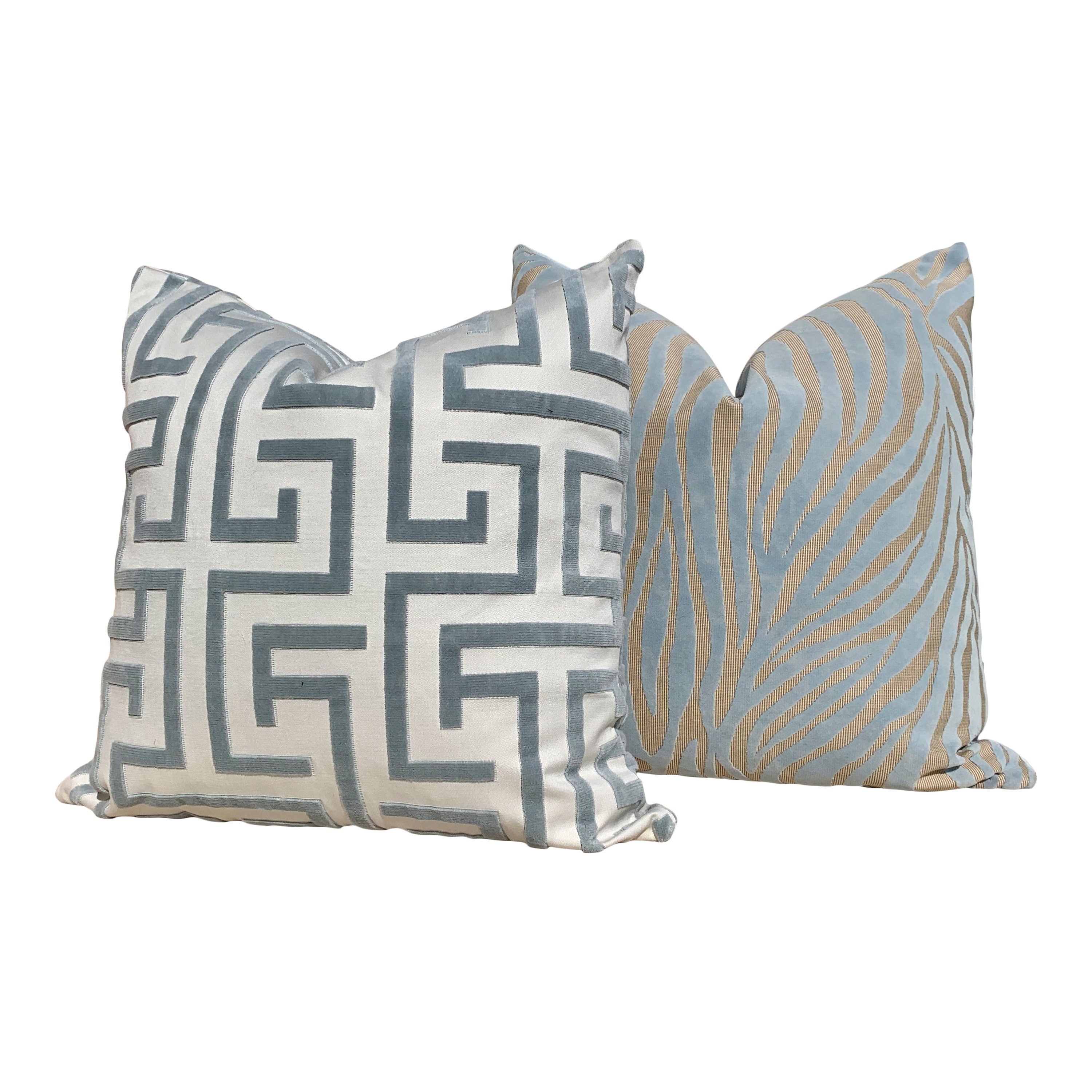 Designer Ming Trail Pillow Aqua Blue. Trellis Decorative Pillow, Velvet Lumbar Pillow, Icy Blue Long Lumbar Pillow, Euro Sham, Round Bolster