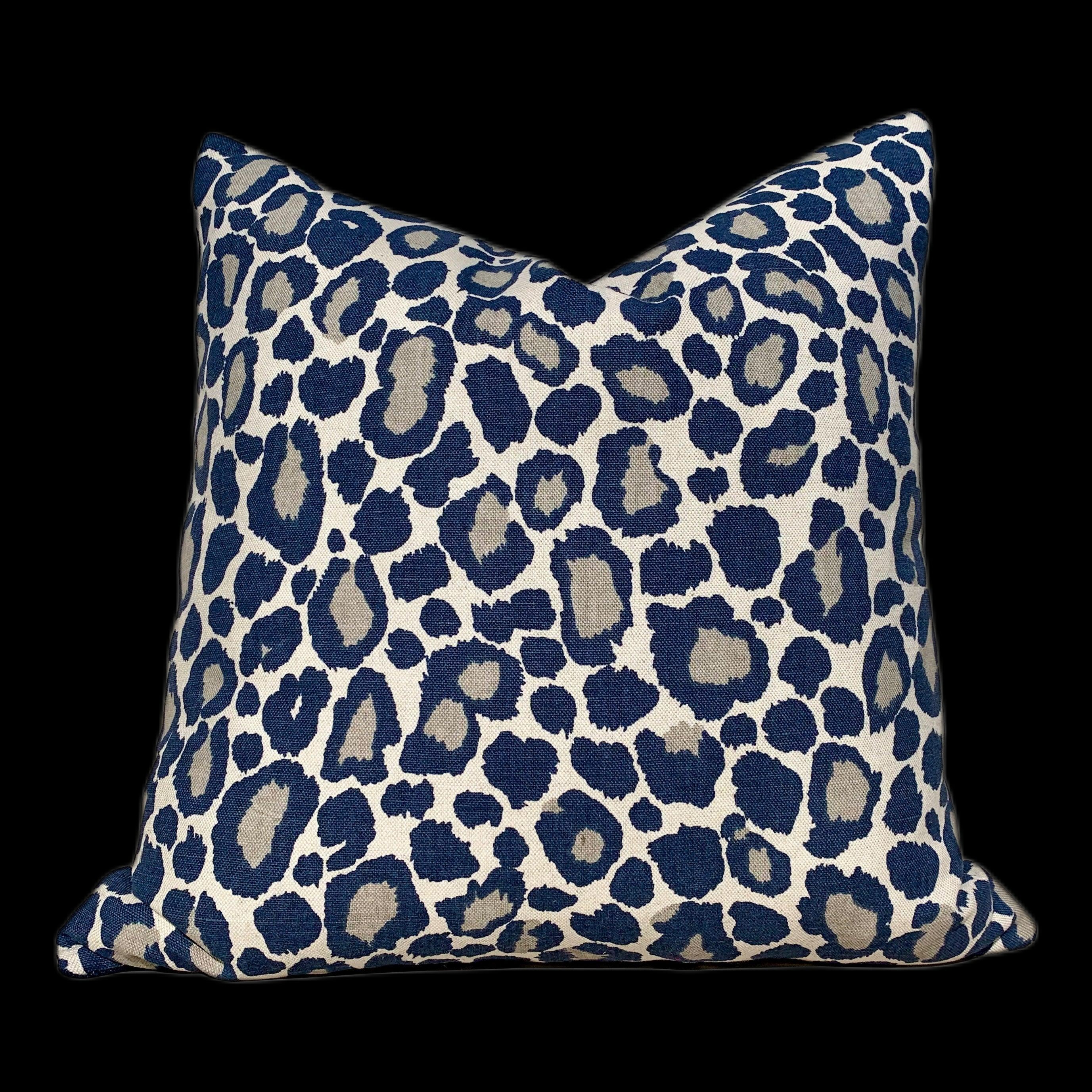 Thibaut Africa Leopard Pillow in Navy. Designer Cushion Cover// Accent Pillow// Decorative Pillow Throw// Lumbar Pillow