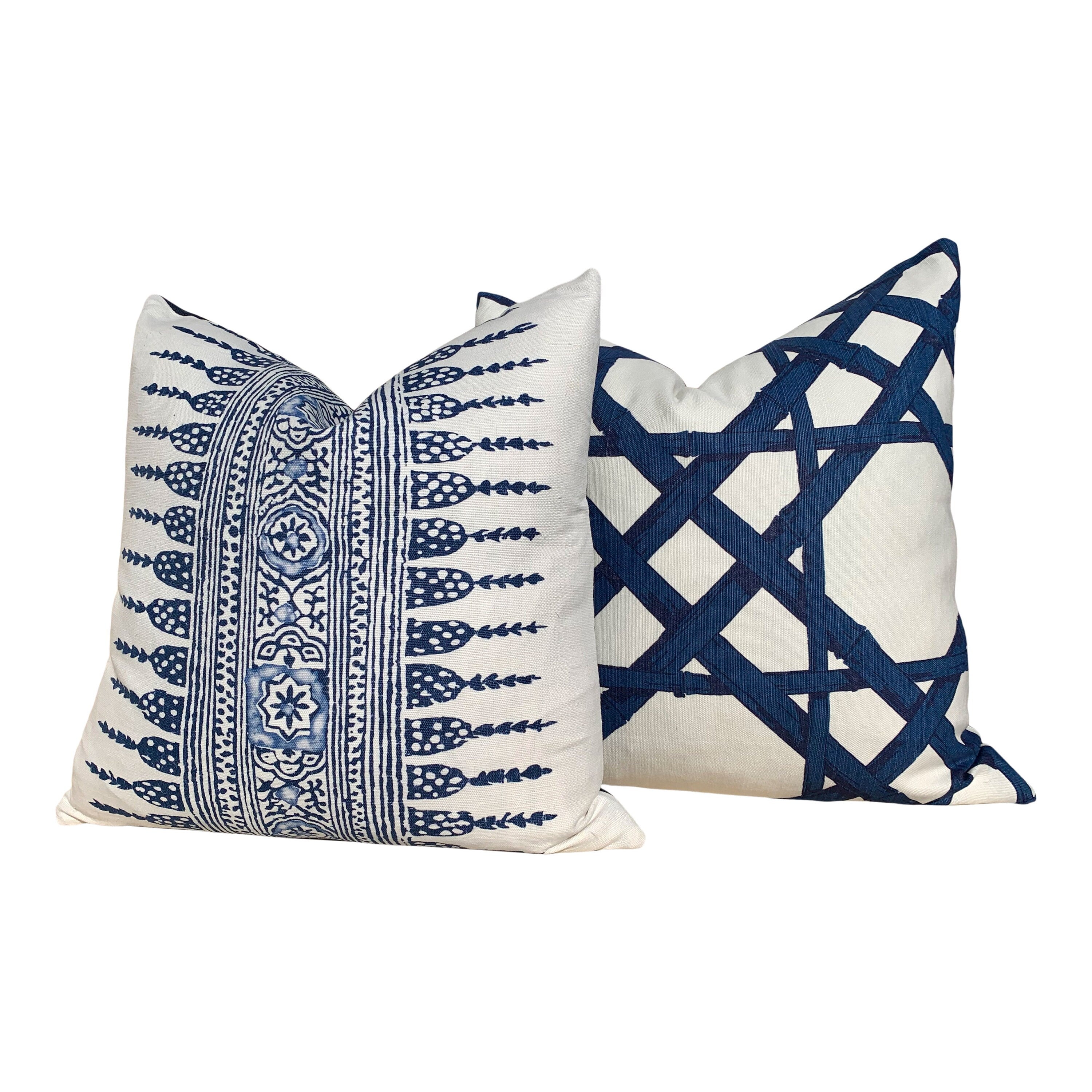 Thibaut Cyrus Cane Blue Pillow Cover. Accent Pillow Throw// Decorative Cushion Cover// Lumbar Pillow// Designer Pillow