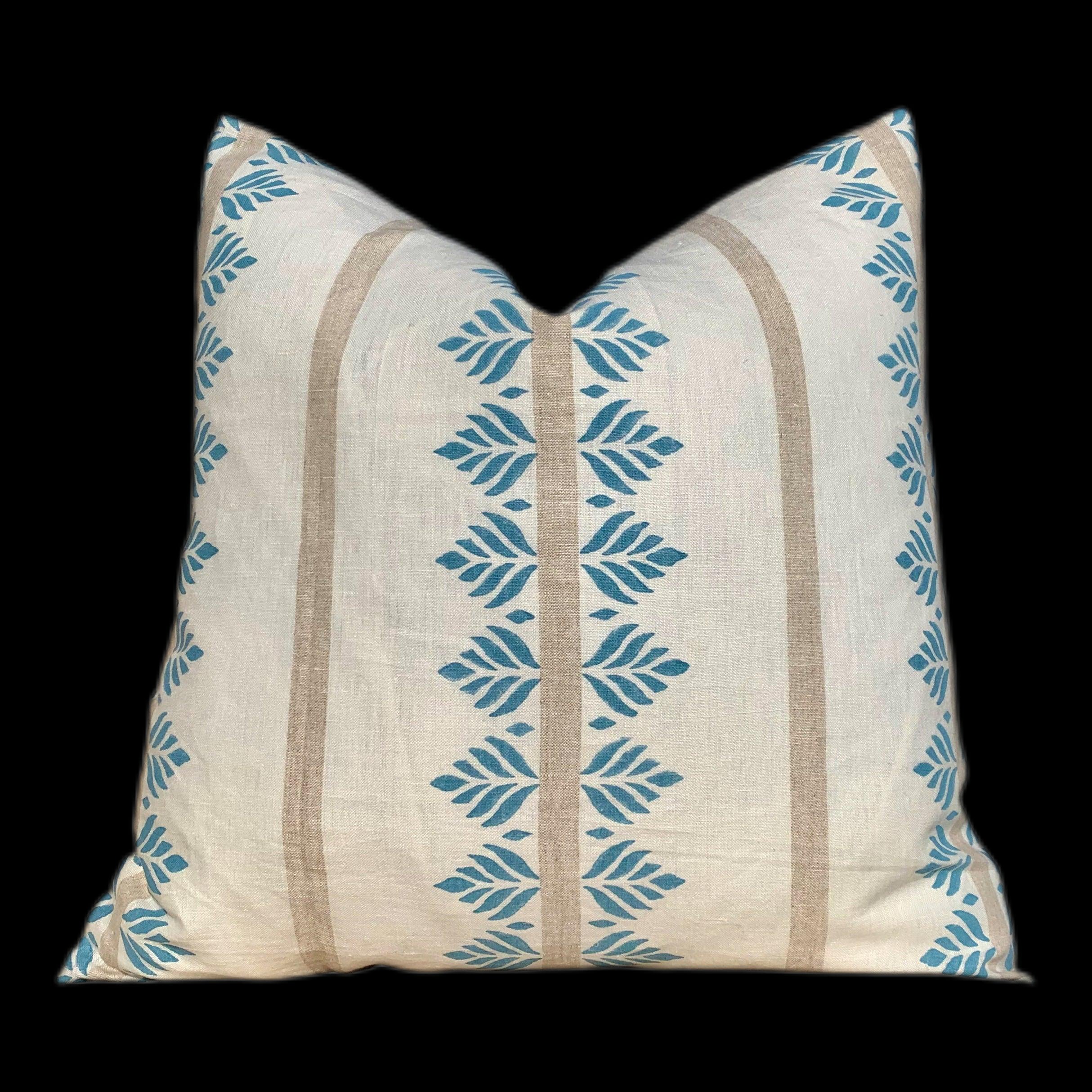 Designer Fern Stripe Pillow in Spa Blue. Accent Stripe Pillow, Decorative Pillow Cover, Designer Throw Pillow, Designer Lumbar Pillow