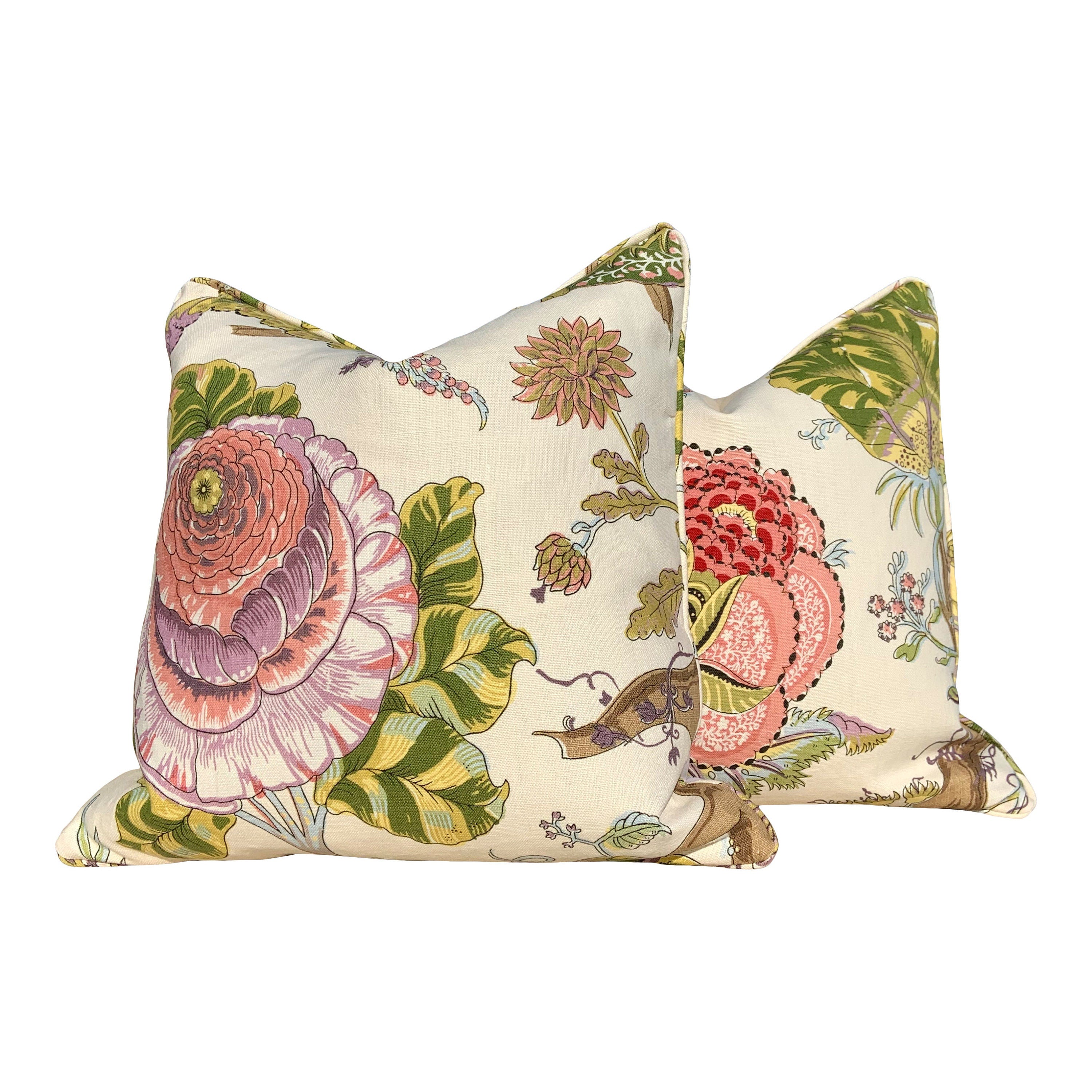 Schumacher Indian Arbre Pillow in Spring. Floral Lumbar Pillow //  Extra Long Lumbar Pillow // Accent Pillow // High End Cushion