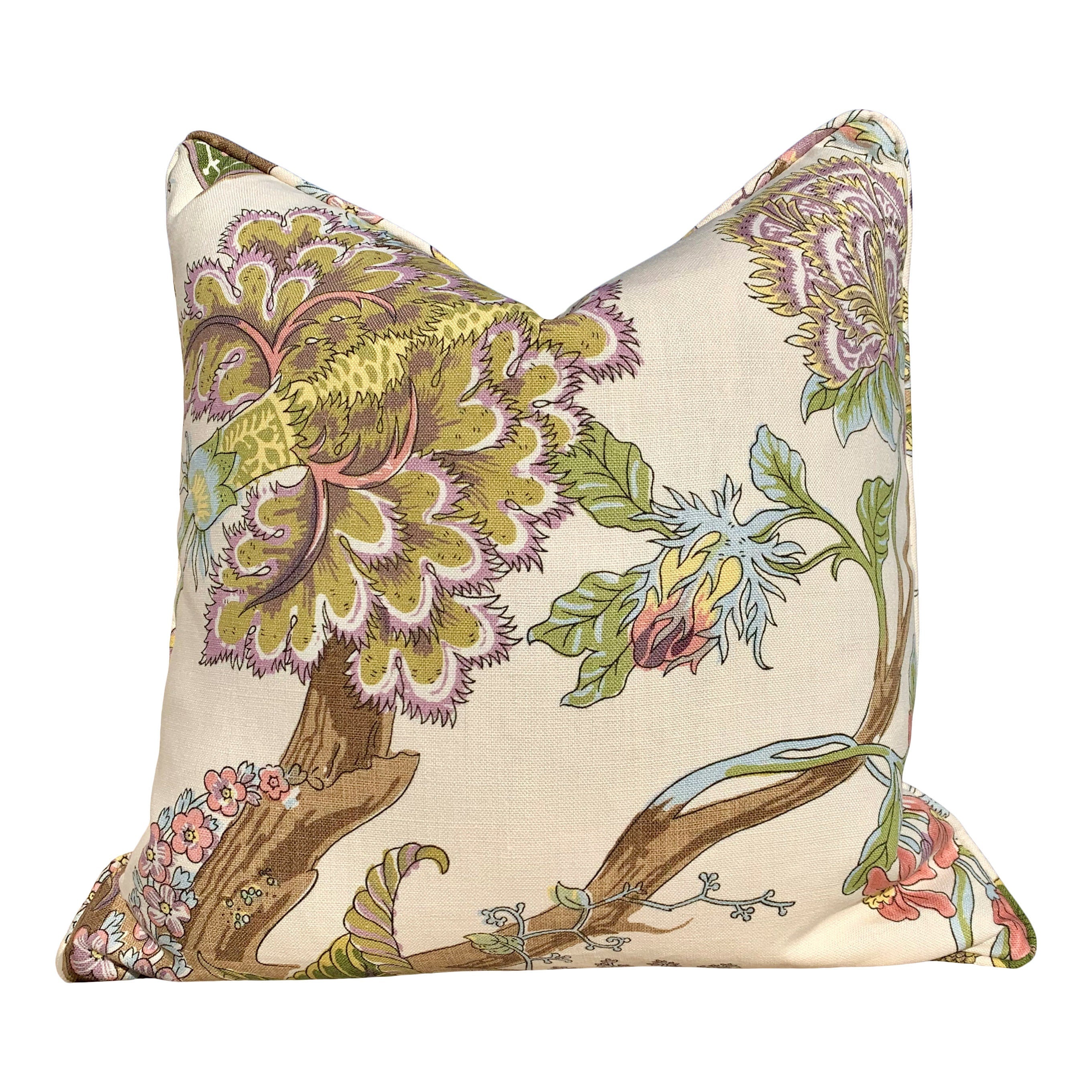Schumacher Indian Arbre Pillow in Spring. Floral Lumbar Pillow //  Extra Long Lumbar Pillow // Accent Pillow // High End Cushion