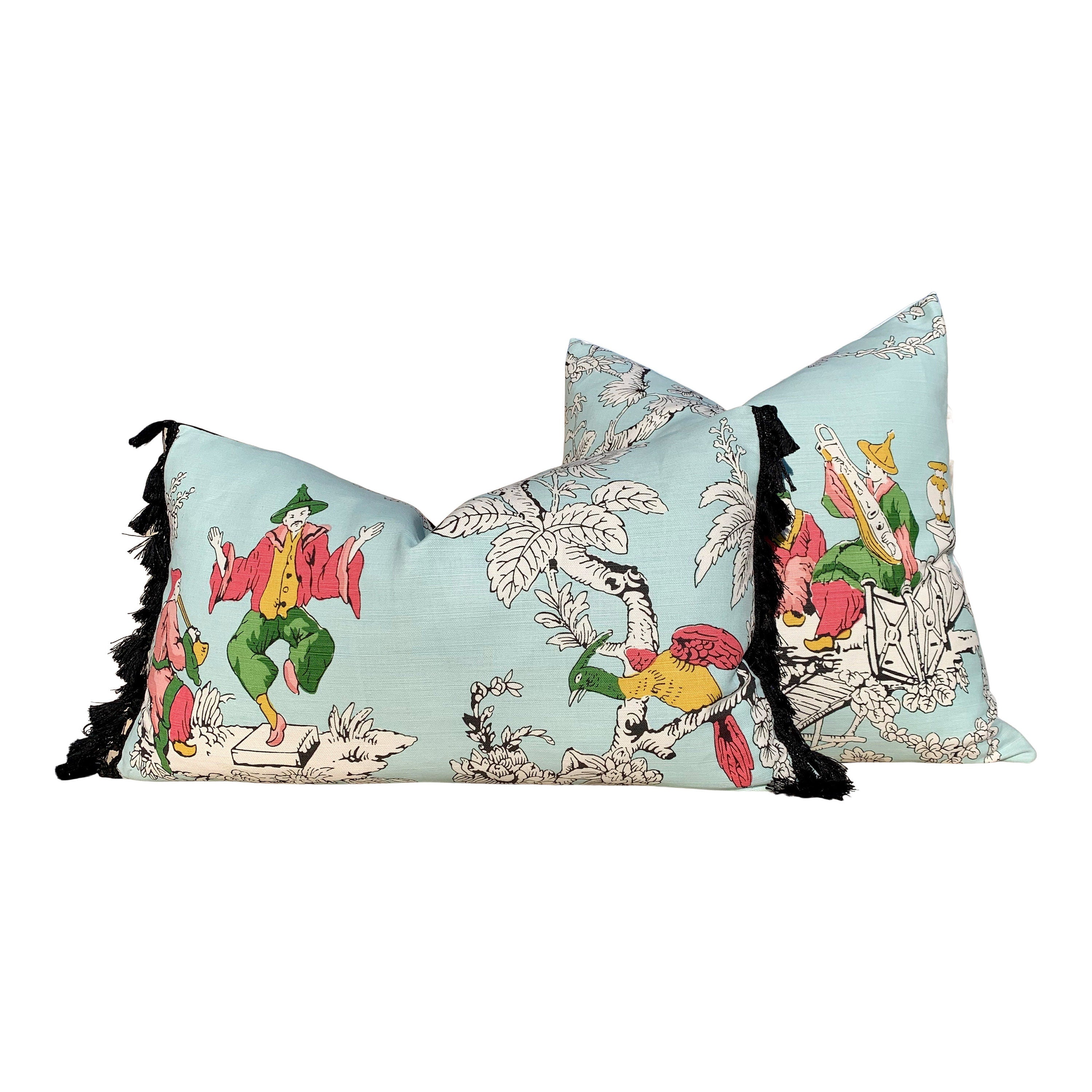 Schumacher Chinoiserie Moderne Pillow in Aqua Blue . High End Pillow, Designer Pillow Cover, Chinoiserie Pillow Aqua Blue, Luxurious  Gift