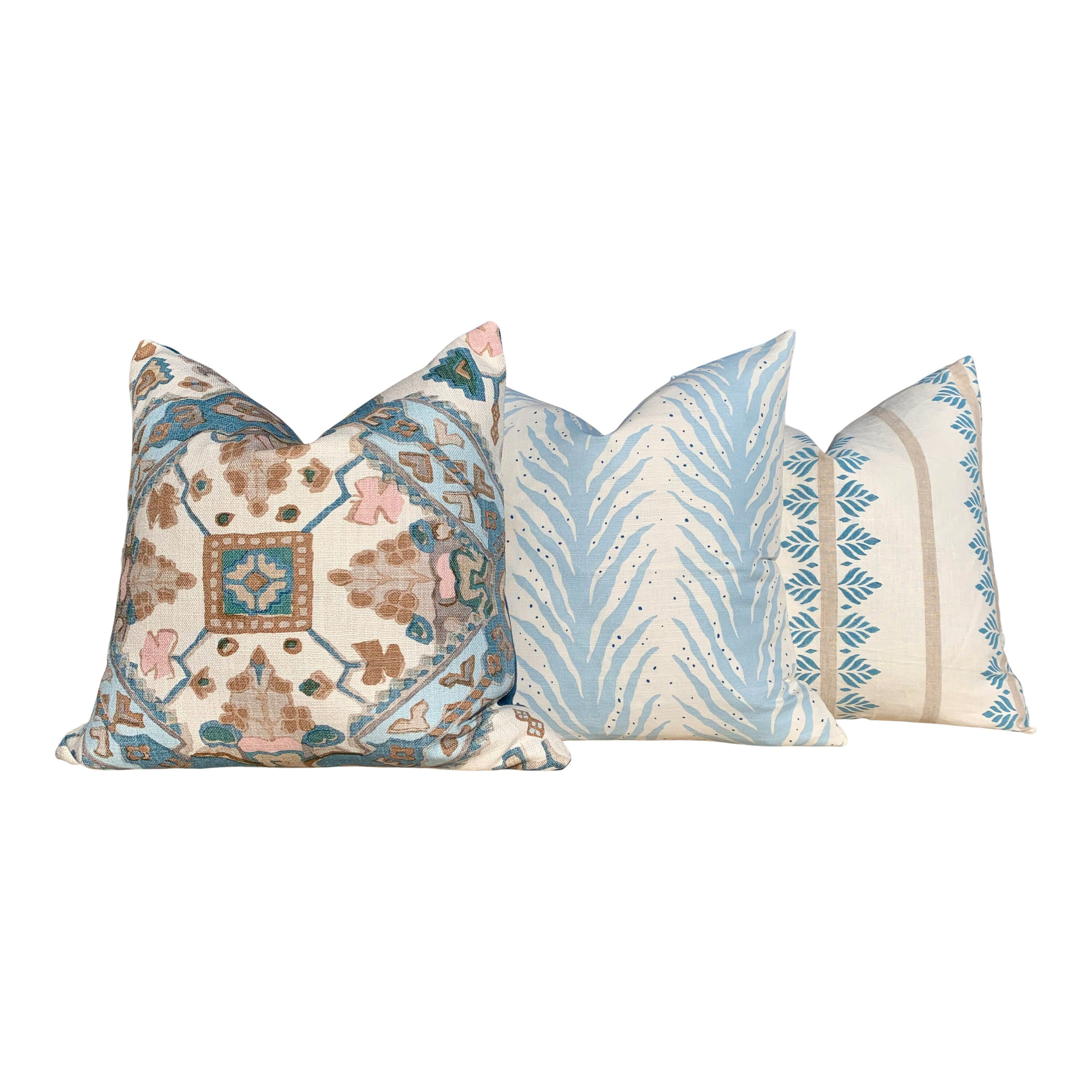 Thibaut Deco Mountain Linen Pillow in Spa Blue. Decorative Accent Pillow Cover, Geometric Lumbar Pillows in Spa Designer Throw Cushion Case