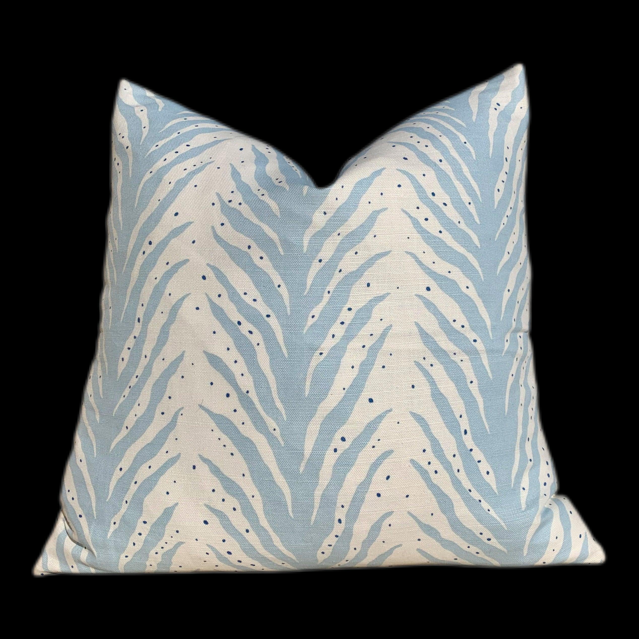 Schumacher Fern Pillow in Slumber Blue. Aqua Blue  Pillow // Striped Lumbar Pillow // Modern Blue Pillow // Throw Cushion