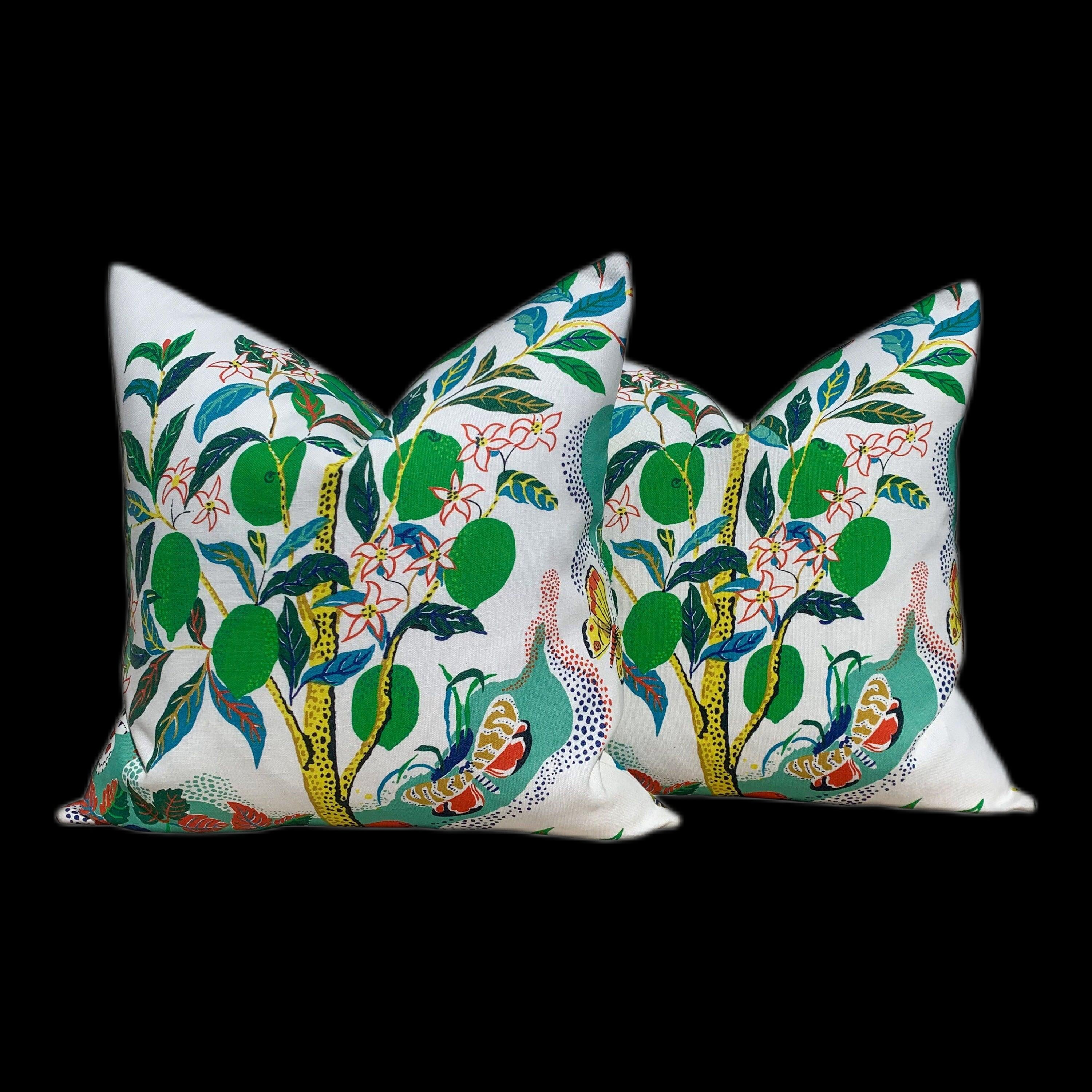Schumacher Citrus Garden Pillow. Floral Outdoor Pillow // Outdoor Green Pillow