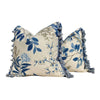 Emperors Garden Pillow, Blue Tassel Trim. Lumbar Decorative Pillow, Designer pillows, accent Chinoiserie cushion cover, Floral Blue Pillow, 