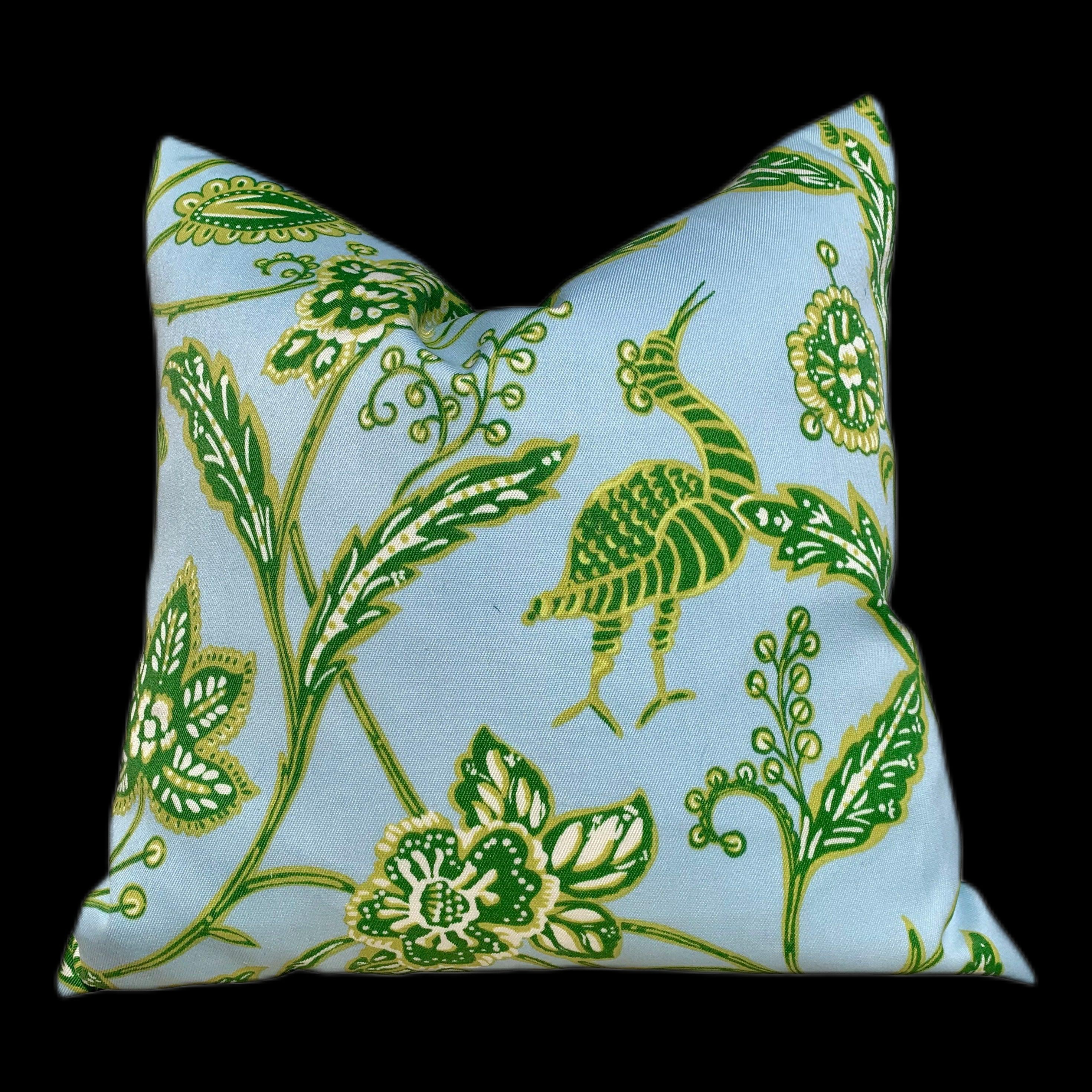 Thibaut Outdoor Goa Pillow in Aqua and Green. Decorative outdoor pillow Sunbrella Outdoor Pillow Cover Aqua Blue Accent Toss Throw