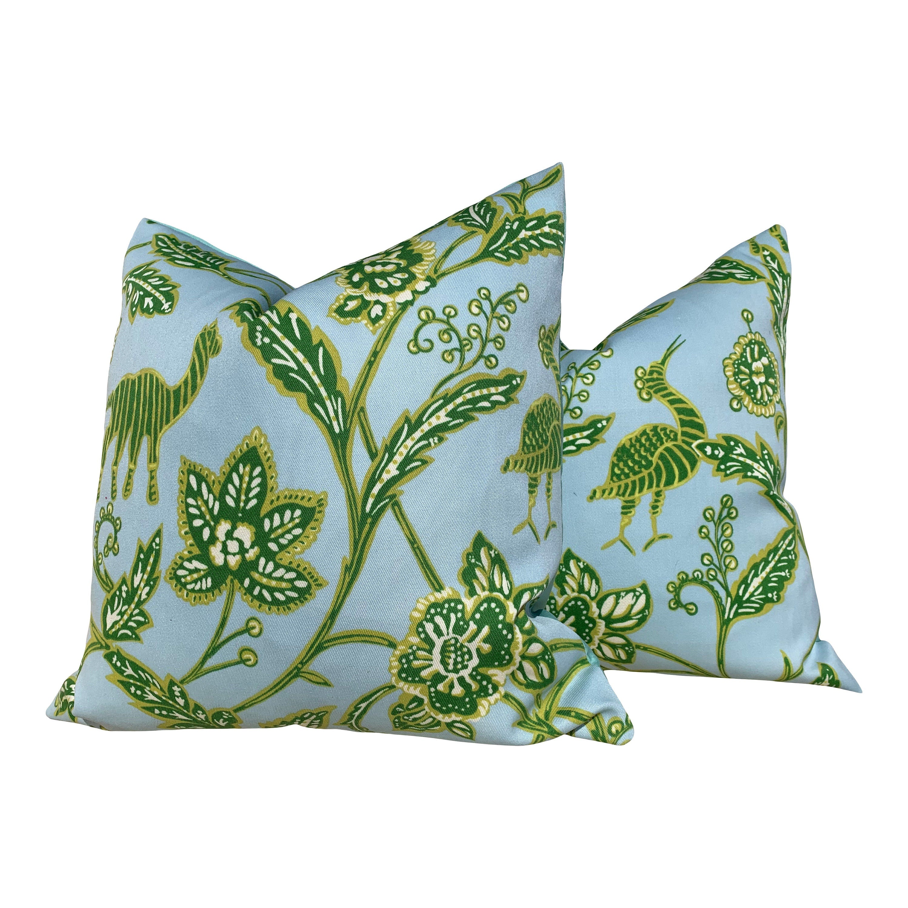 Thibaut Outdoor Goa Pillow in Aqua and Green. Decorative outdoor pillow Sunbrella Outdoor Pillow Cover Aqua Blue Accent Toss Throw