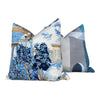 Mystic Garden Pillow in Blue and Beige. Porcelain Blue Pillow Blue Lumbar Pillow Euro Sham Pillow Designer Pillow Cover Accent Throw Cushion