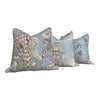 Lily Flower Pillow Blue, Tan. Lumbar Pillow Cover in Sky Blue, Designer Floral Pillow, Euro Sham, Accent Bedding Decor, Botanical Decor