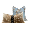 Lily Flower Pillow Blue, Tan. Lumbar Pillow Cover in Sky Blue, Designer Floral Pillow, Euro Sham, Accent Bedding Decor, Botanical Decor