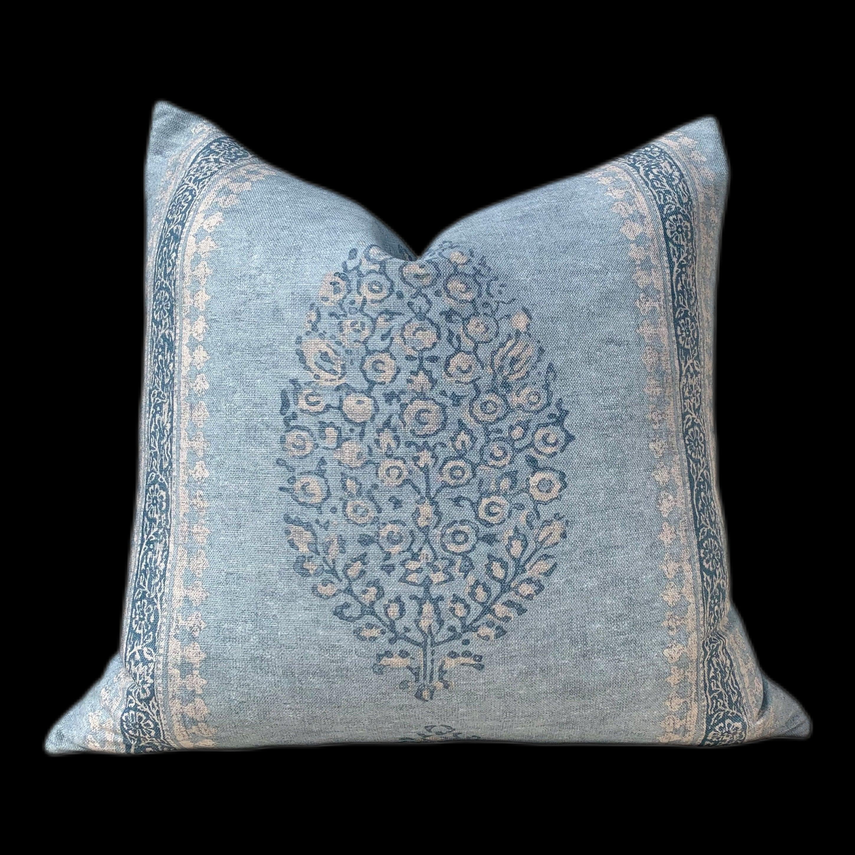 Chappana Medallion Pillow in Antique Blue. Medallion Blue pillows // Accent cushion cover //  Decorative pillow // Euro Sham Pillow