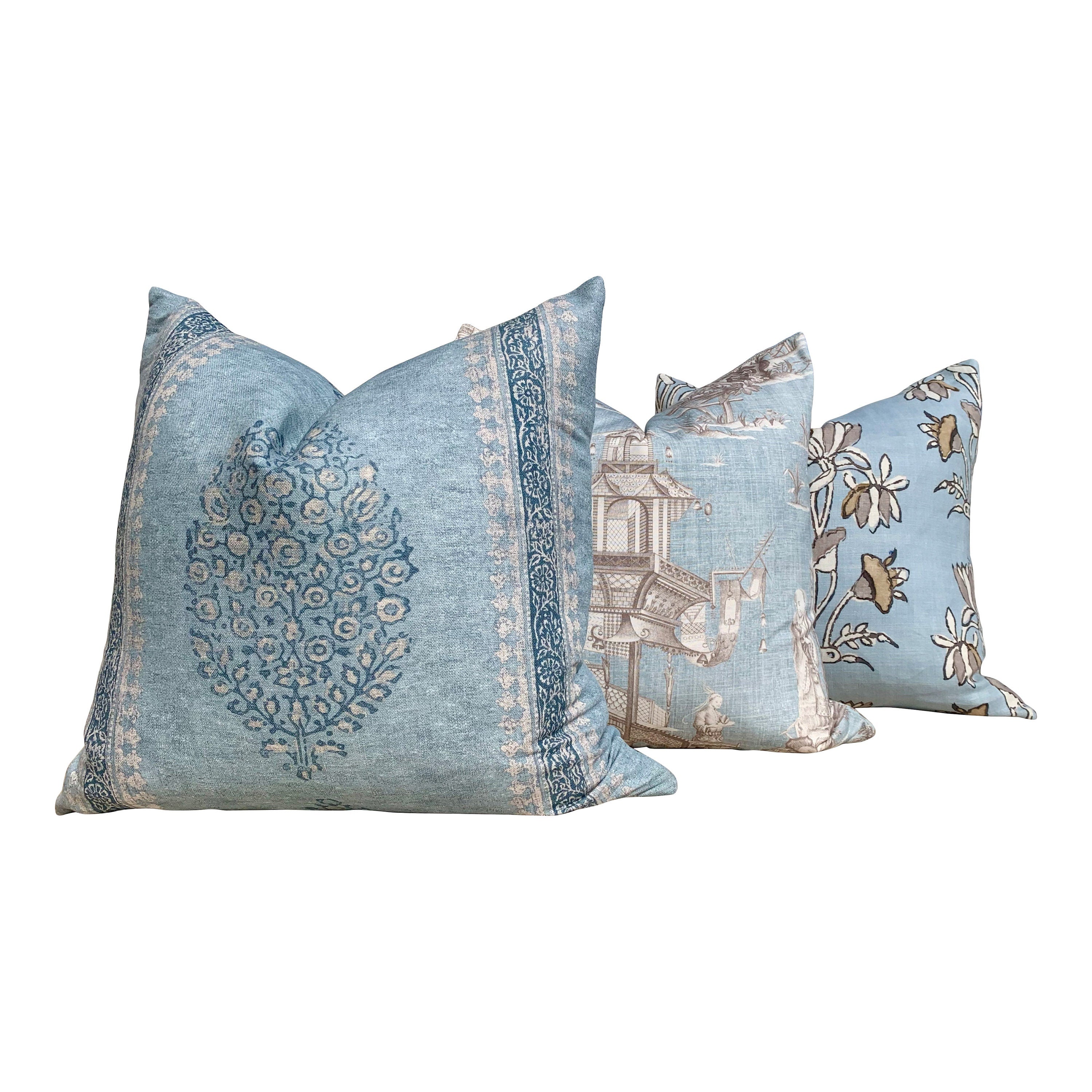Chappana Medallion Pillow in Antique Blue. Medallion Blue pillows // Accent cushion cover //  Decorative pillow // Euro Sham Pillow