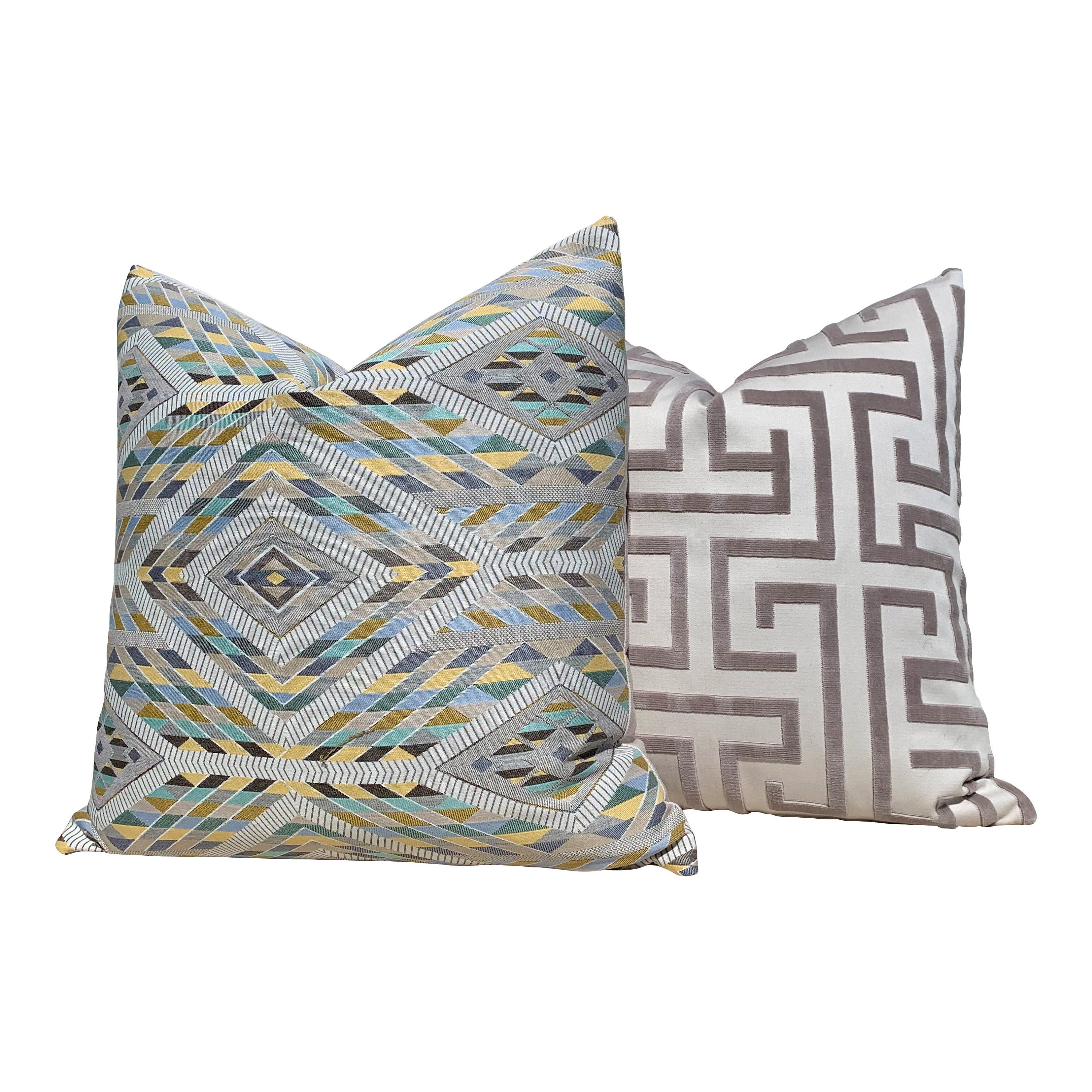 Ming Trail Pillow in Greige. Fretwork Cushion Cover in Gray, Chinoiserie Lumbar Accent Throw Pillow Designer Pillows, Accent Bedding Pillow