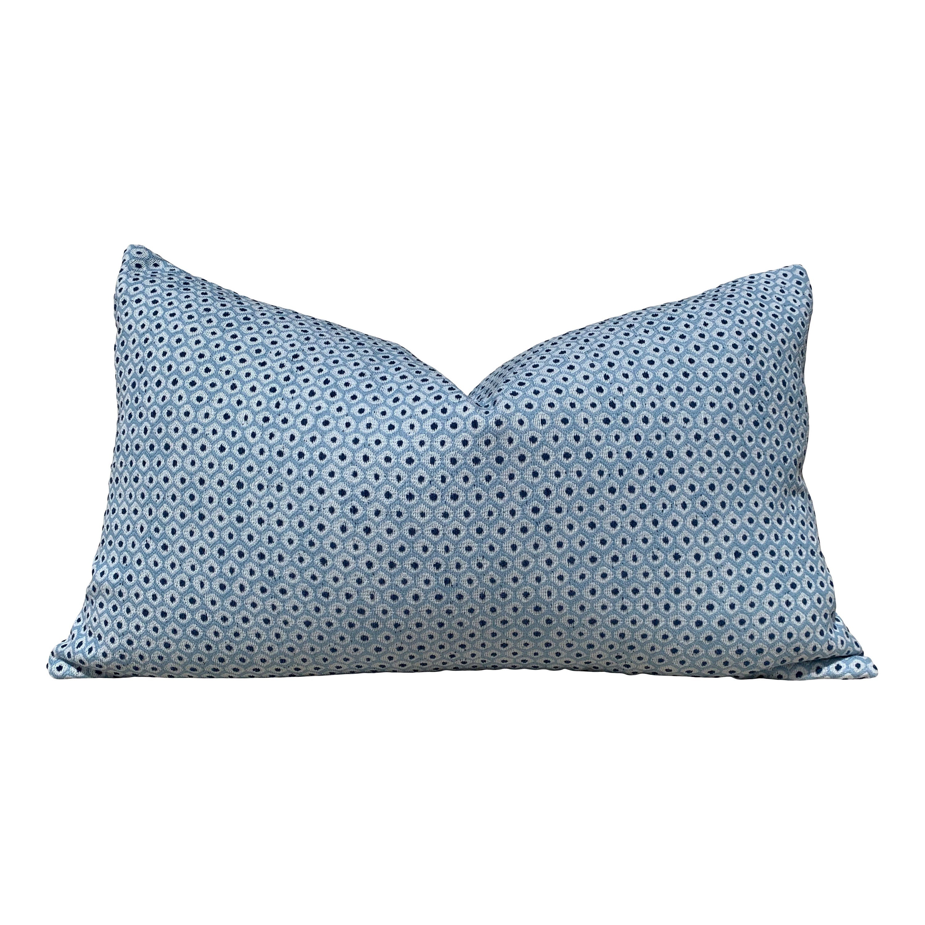 Outdoor Woven Pixie Pillow in Sky and Marine. Blue Outdoor Pillow Cover Sunbrella Pillow Lumbar Outdoor Pillow Blue Outdoor Cushion Cover