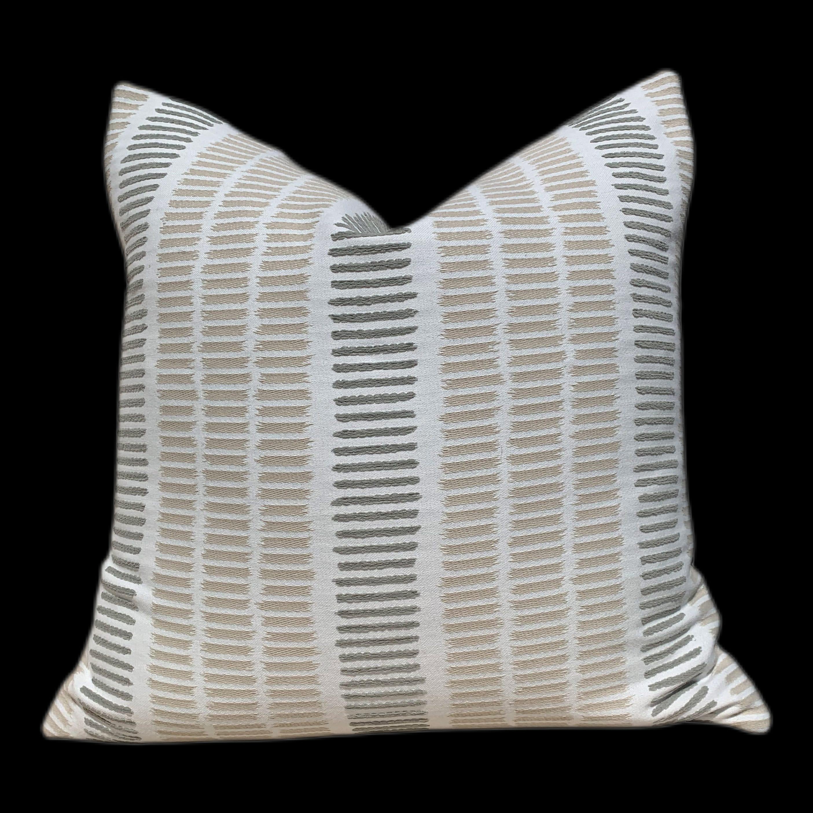 Outdoor Thibaut Topsail Woven Pillow in Flax, Sunbrella Pillow Lumbar striped pillow beige outdoor cushion cover designer outdoor pillow
