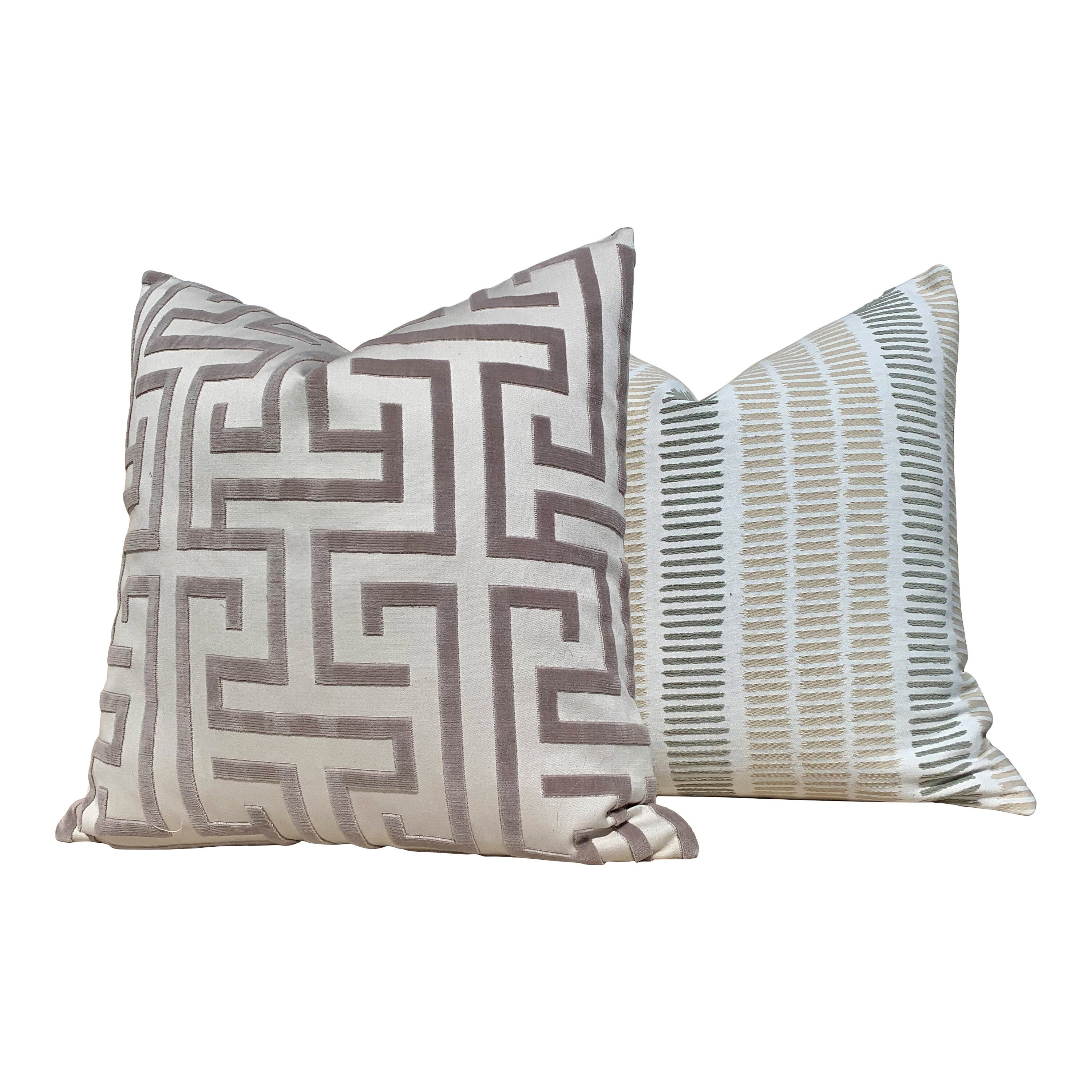 Outdoor Thibaut Topsail Woven Pillow in Flax, Sunbrella Pillow Lumbar striped pillow beige outdoor cushion cover designer outdoor pillow