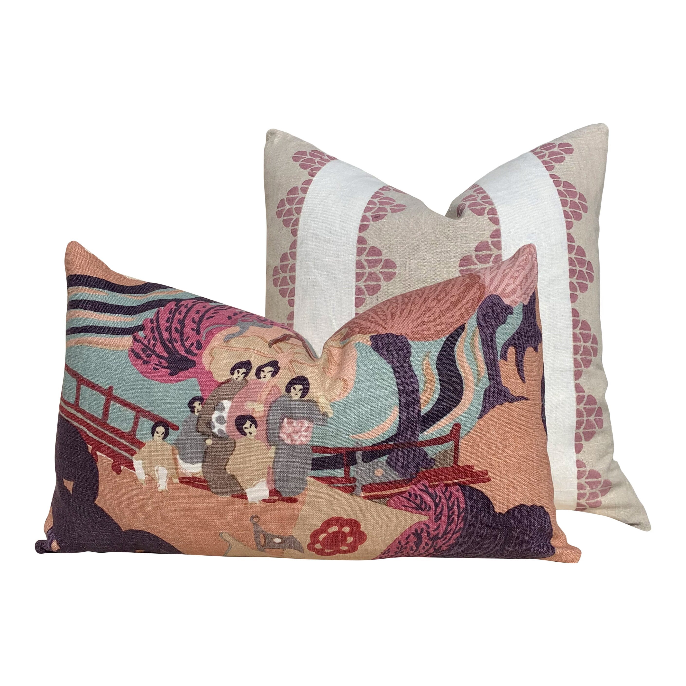 Thibaut Dhara Stripe Pillow in Plum. Lumbar Striped Accent Pillow Cover, Decorative Pillow Sham, Designer Pillow, Accent Pillow Throw