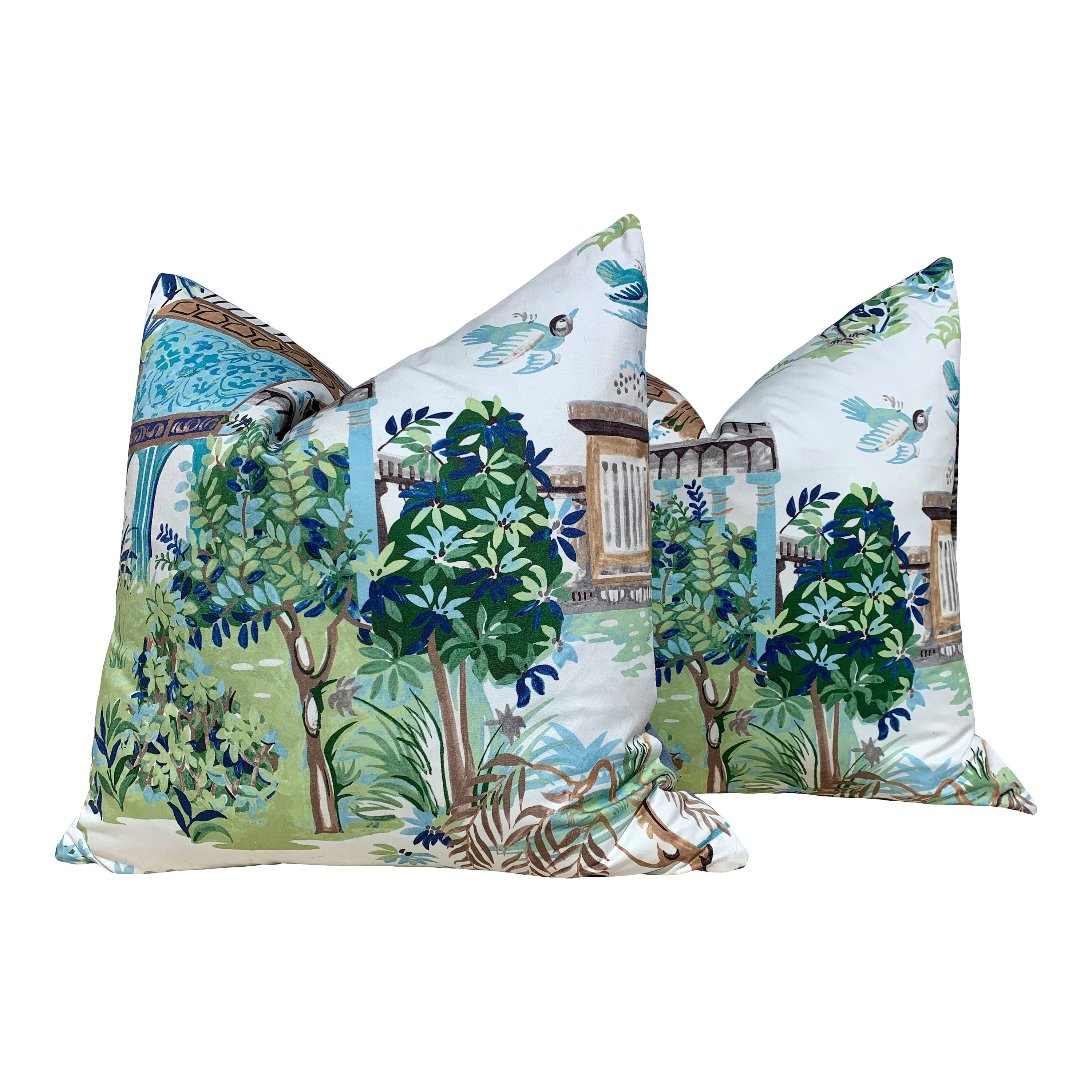 Mystic Garden Pillow in Green and Aqua. Forest Green Pillow Lumbar Cushion Cover Euro Sham Pillow Designer Pillow Cover Accent Throw Cushion