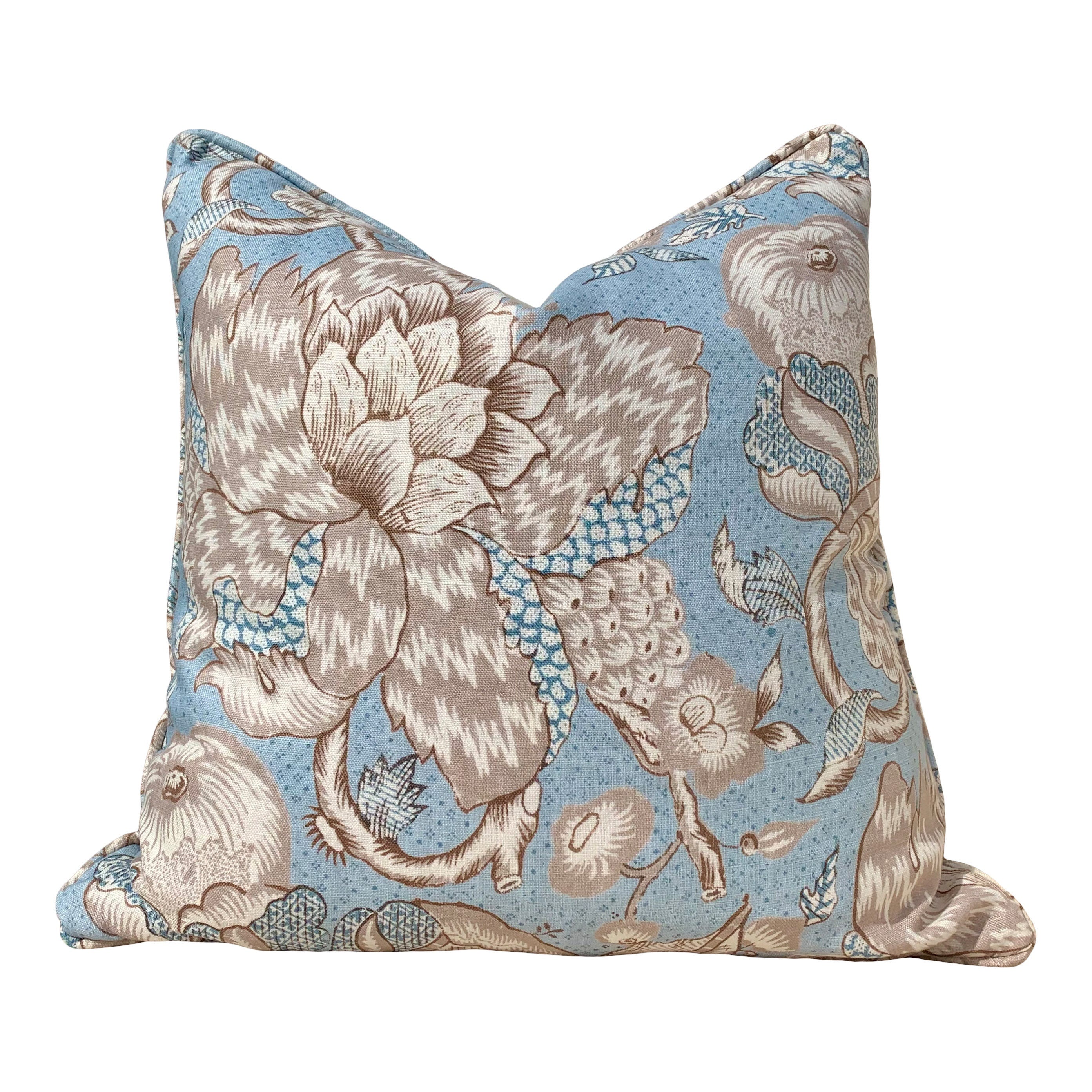 Westmont Pillow in SPA Blue. Lumbar Blue Pillow, Euro Sham Pillow, Aqua Blue Pillow, Designer Floral Throw,  Accent Cushion, Bedding Pillows