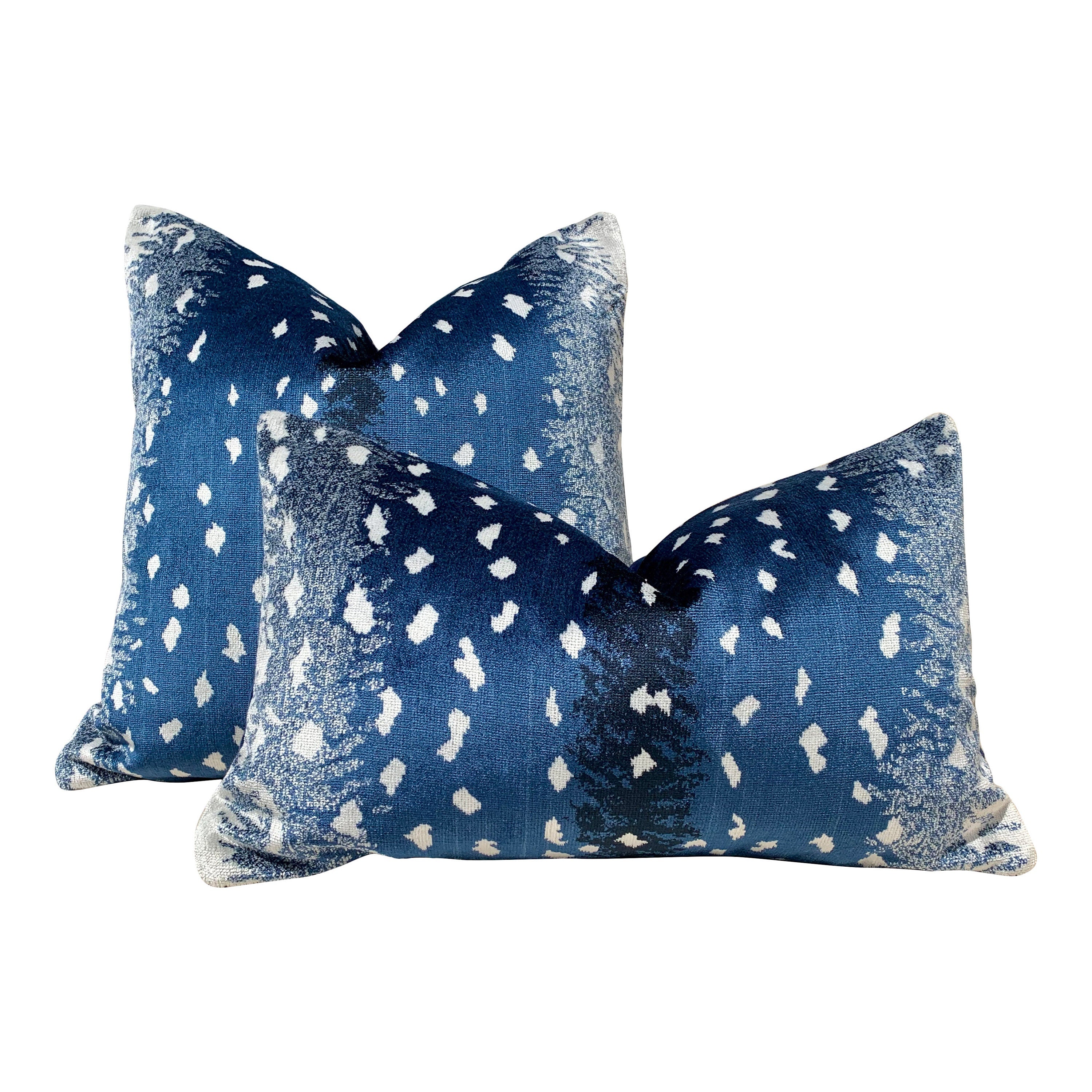 Antelope Velvet Pillow In Midnight. Luxury Velvet Pillow in Navy Blue, Lumbar Designer Animal Skin Velvet Pillow Cover Luxurious Gifts