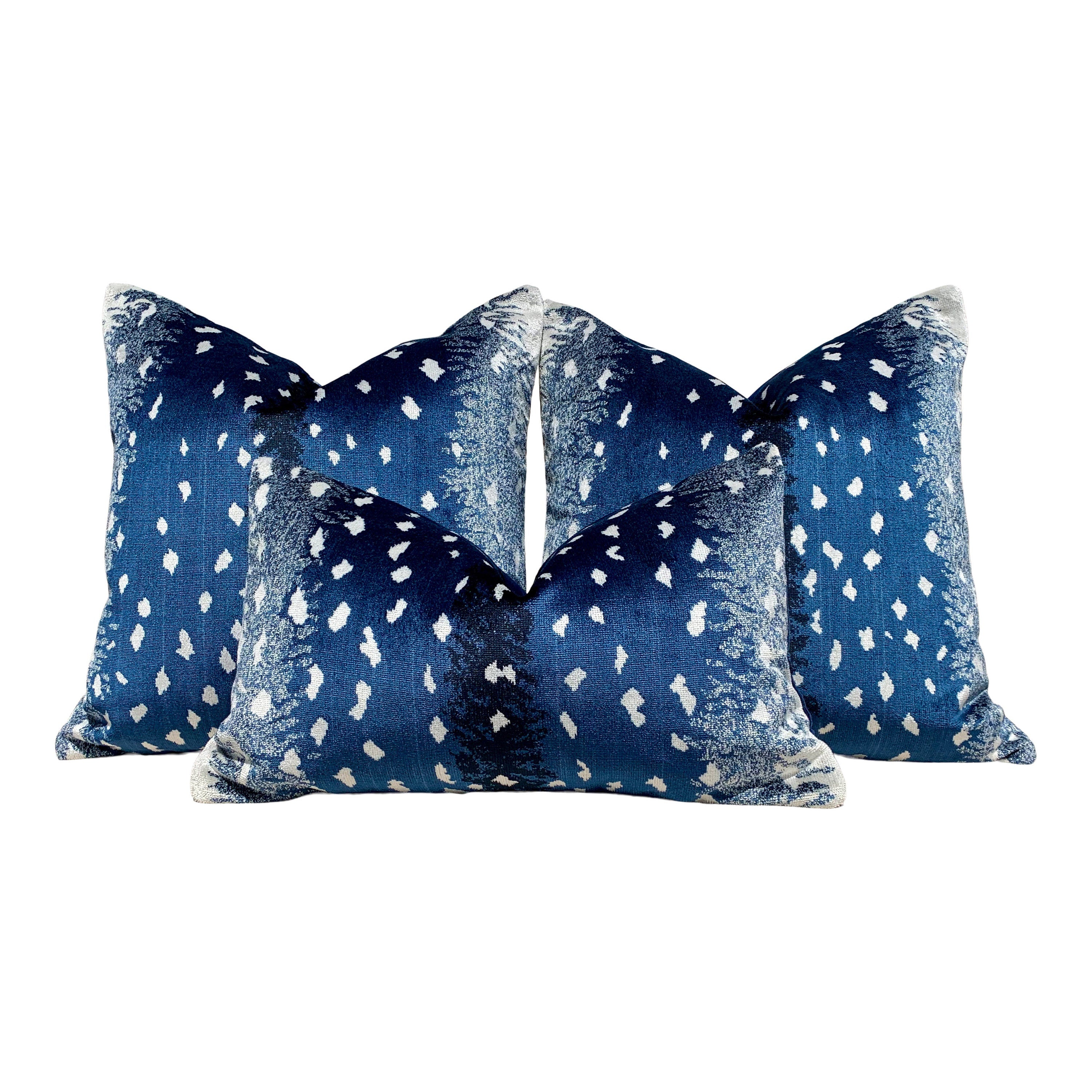 Antelope Velvet Pillow In Midnight. Luxury Velvet Pillow in Navy Blue, Lumbar Designer Animal Skin Velvet Pillow Cover Luxurious Gifts