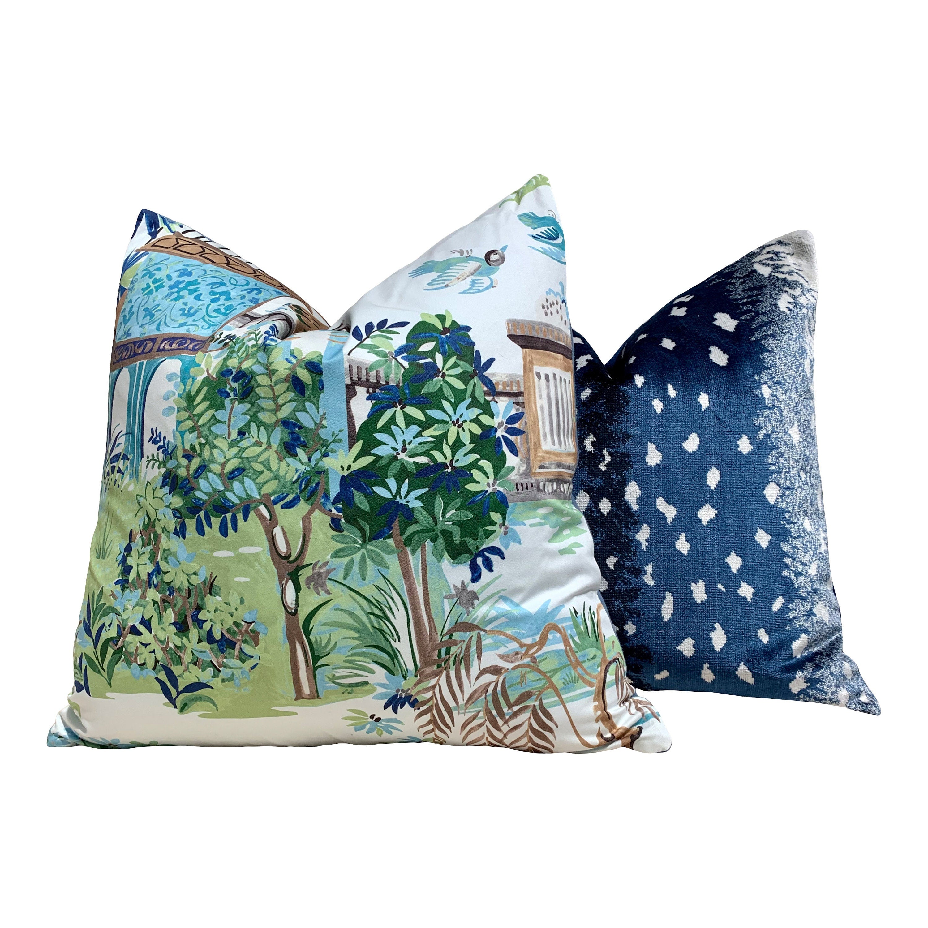 Antelope Velvet Pillow In Midnight. Luxury Velvet Pillow in Navy Blue, Lumbar Designer Animal Skin Velvet Pillow Cover Luxurious Gifts