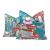 Load image into Gallery viewer, Mystic Garden Pillow Teal. Lumbar Cushion Cover, Turquoise Euro Sham, Designer Pillow in Pink and Teal, Accent Cushion, Eclectic Toss Pillow