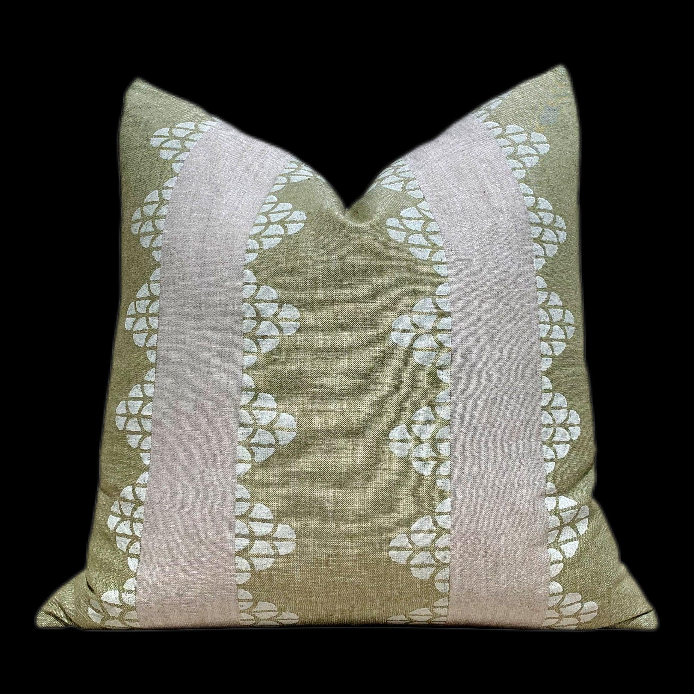 Thibaut Dhara Stripe Pillow Green. Lumbar Striped Green Pillow Cover, Euro Sham Pillow Cover, Stripe Decorative Pillow, Bedding Pillows