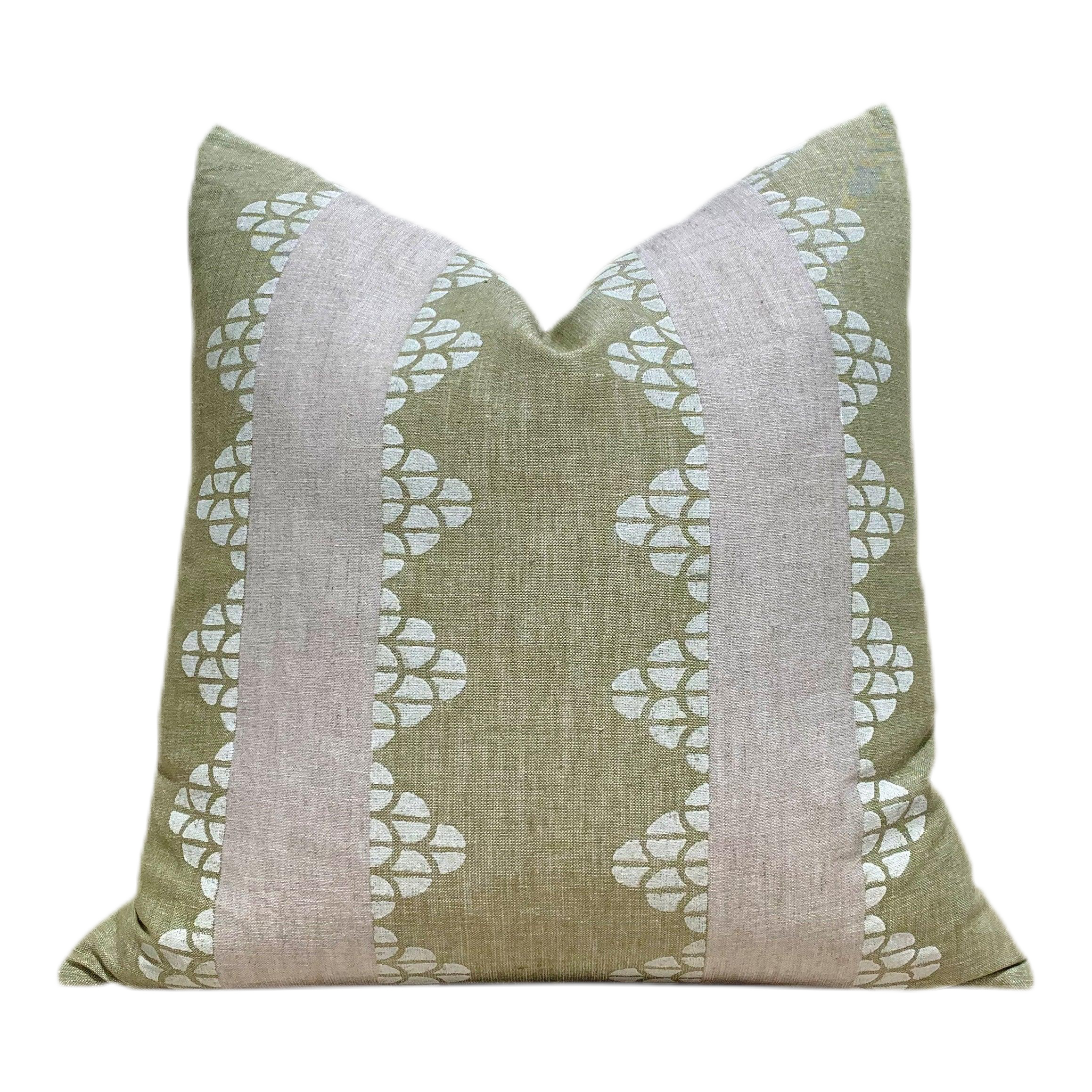 Thibaut Dhara Stripe Pillow in Grasshopper Green.