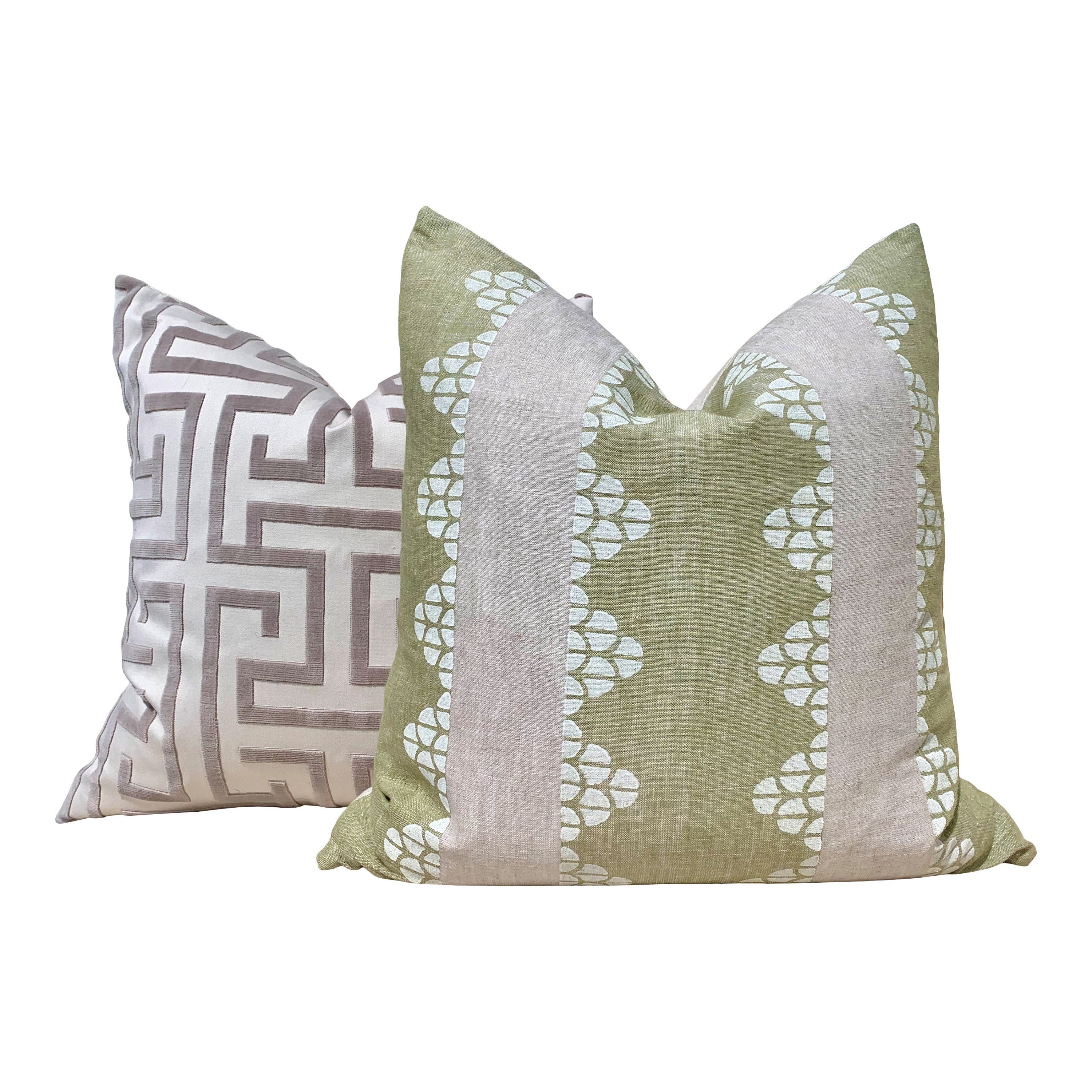 Thibaut Dhara Stripe Pillow Green. Lumbar Striped Green Pillow Cover, Euro Sham Pillow Cover, Stripe Decorative Pillow, Bedding Pillows