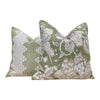 Load image into Gallery viewer, Thiabut Westmont Pillow Green. Lumbar Green Pillow, Euro Sham Pillow, Floral Accent Pillow, Green Tan Designer Cushion Cover, Bedding Pillow