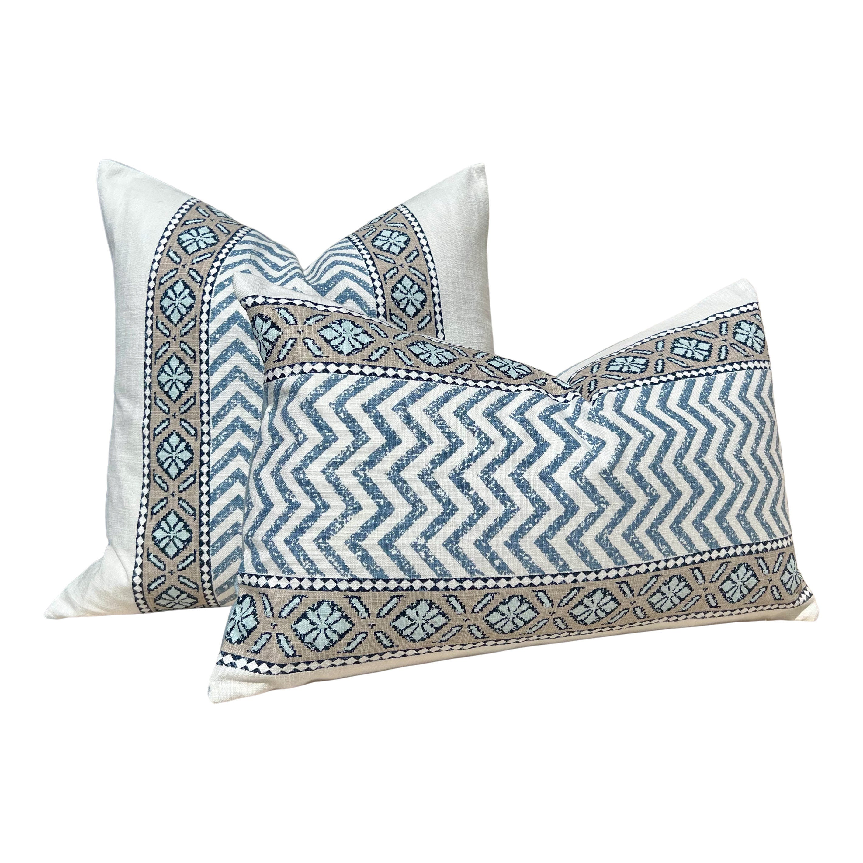 Designer Striped Pillow in Aqua Blue. Chevron Blue White Pillow, Zig Zag Lumbar Pillow, Euro Sham Cushion, Blue and White Slipcover