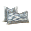 Load image into Gallery viewer, Designer Lumbar Striped Pillow in Aqua Blue. Chevron Blue White Pillow, Zig Zag Lumbar Pillow, Rectangular Cushion, Blue and White Slipcover