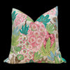 Load image into Gallery viewer, Del Lungo Exotic Floral Pillow Pink Teal Green. Tropical Blush Pillow Case, Designer Cushion Cover, Euro Sham Slipcover, Lumbar Pillow