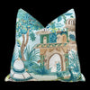 Load image into Gallery viewer, Mystic Garden Decorative Pillow Teal, Aqua, Tan. Aqua Green Accent  Lumbar Pillow Case, Euro Sham Designer Pillow Case Cushion Slipcover